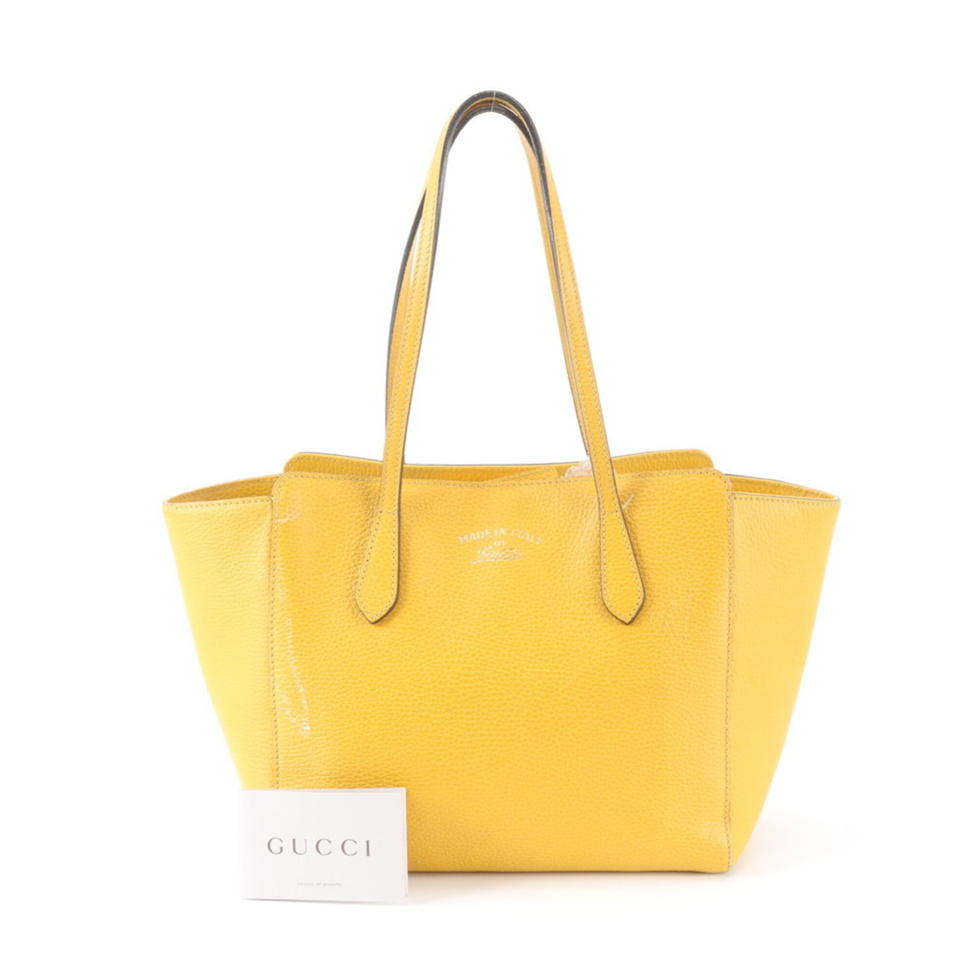 Gucci Yellow Leather Handbag Tote Bag (Pre-Owned)