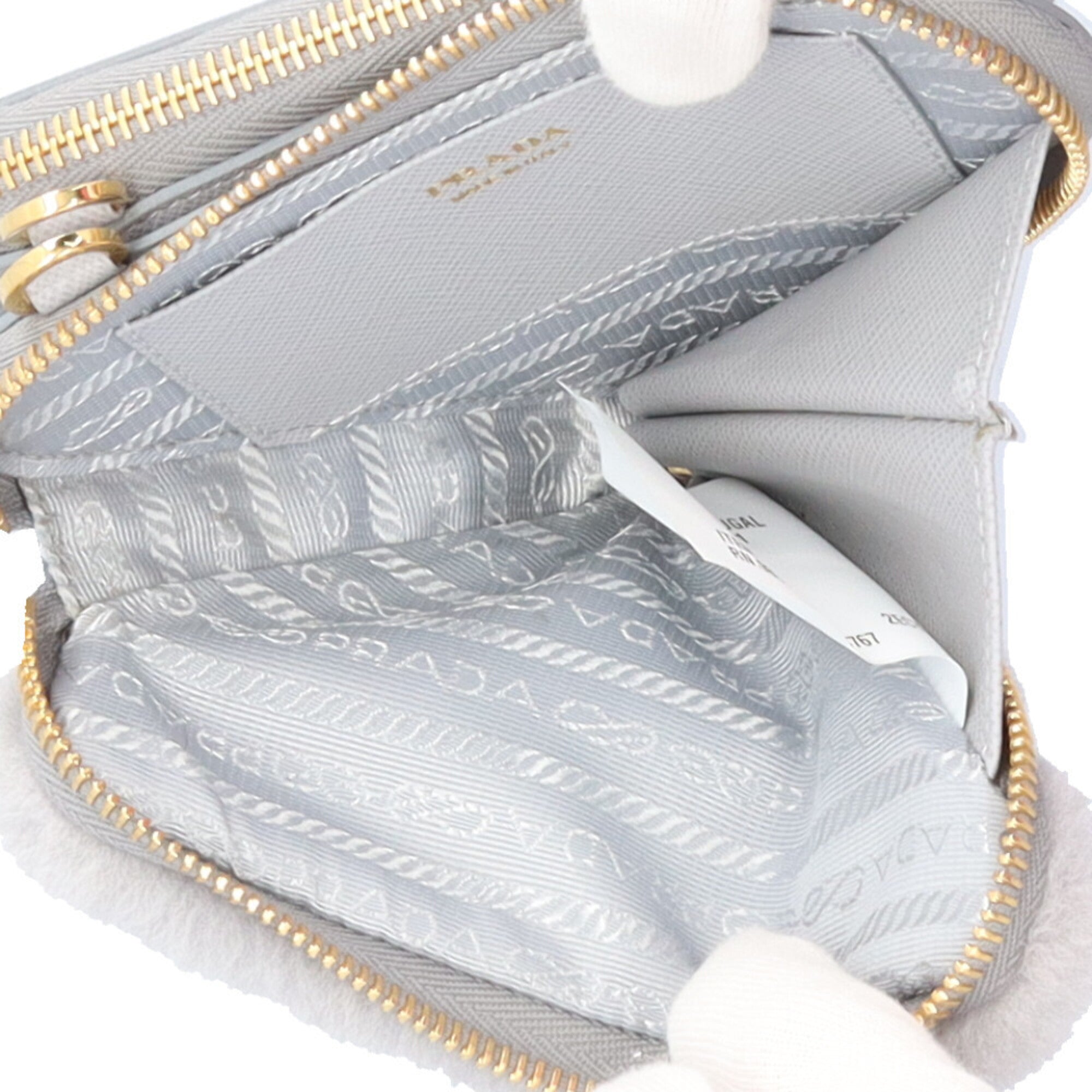 Prada Saffiano Gray Leather Shoulder Bag (Pre-Owned)