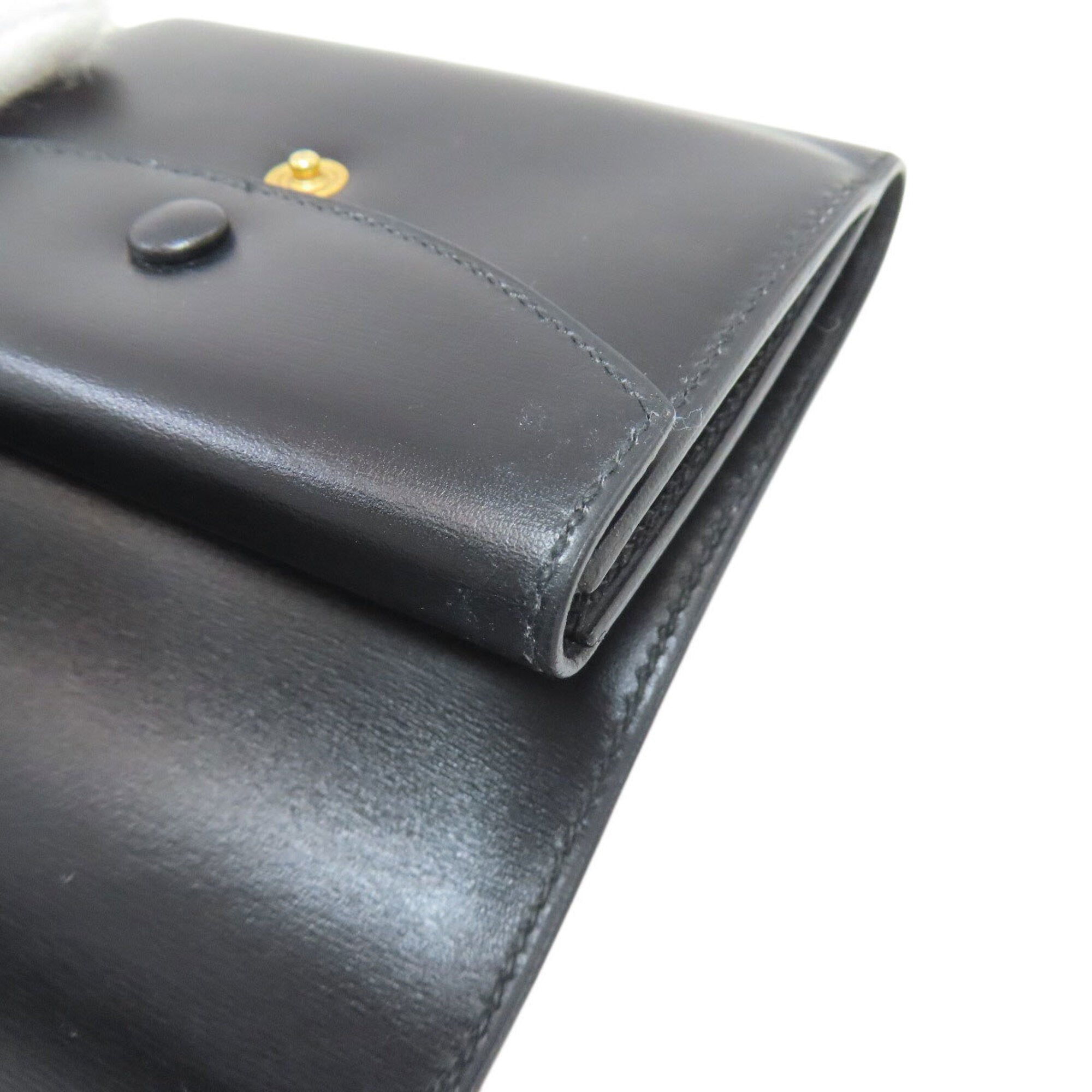 Hermes Black Box Calf Leather Wallet (Bi-Fold) (Pre-Owned)