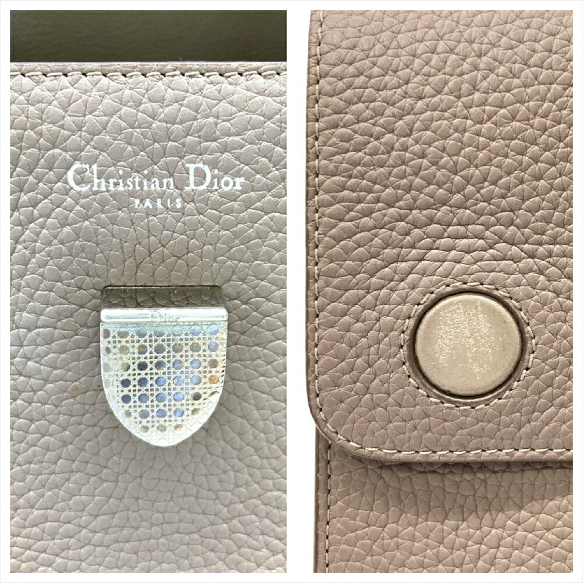 Christian Dior Grayish Leather Shoulder Bag (Pre-Owned)