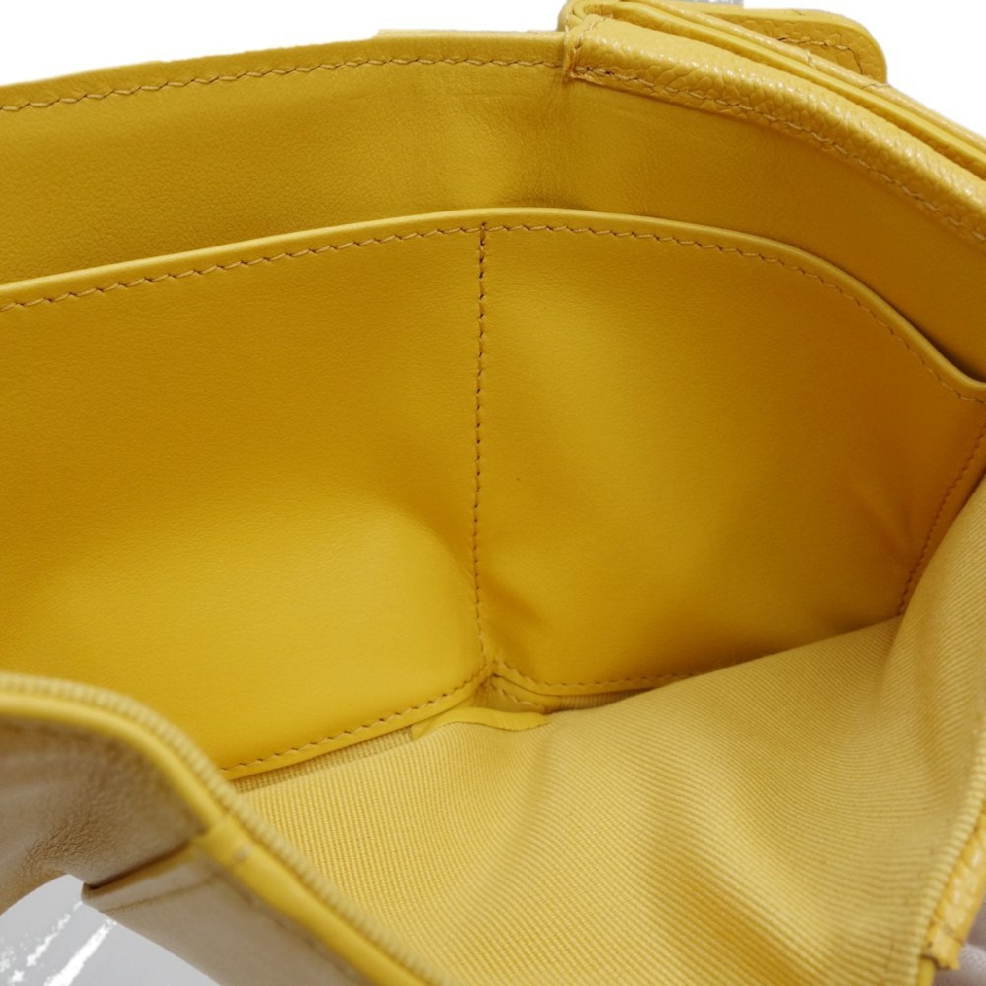 Chanel Yellow Grained Calfskin Wallet (Tri-Fold) (Pre-Owned)