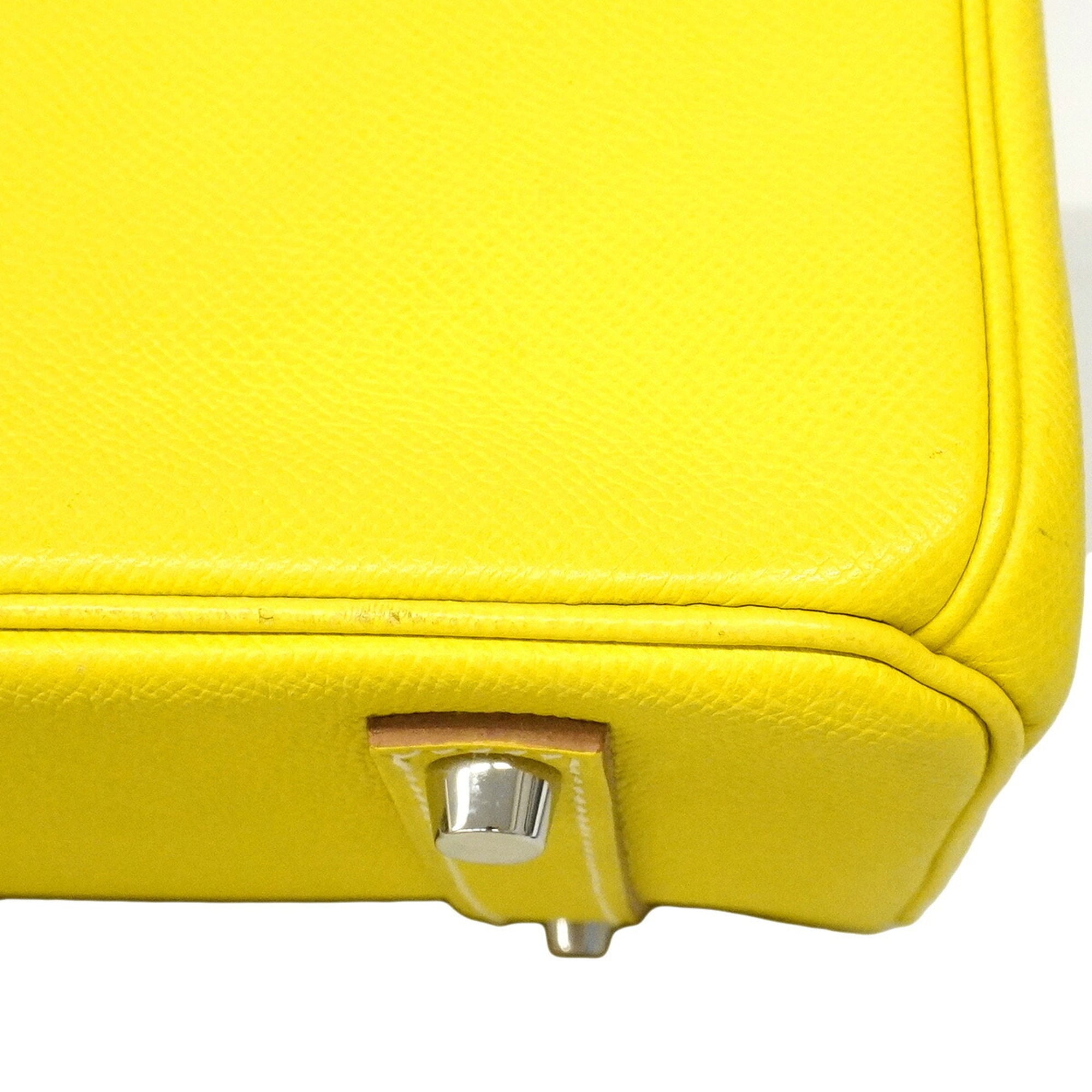 Hermes Lime Pearl Gray Leather Handbag (Pre-Owned)