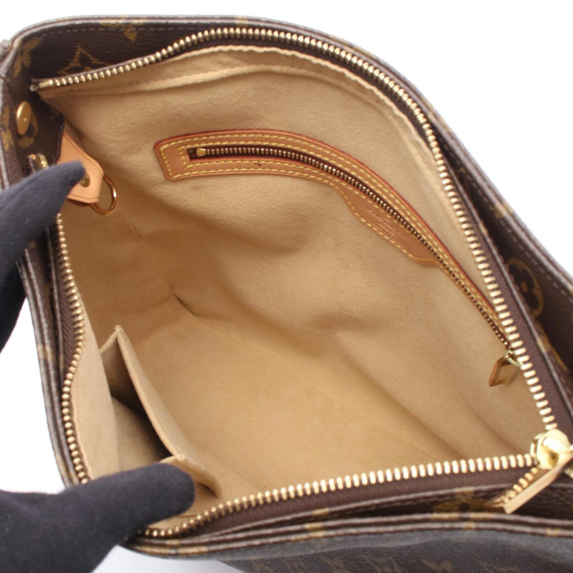 Louis Vuitton Monogram Brown Coated Canvas Leather Handbag Shoulder Bag (Pre-Owned)
