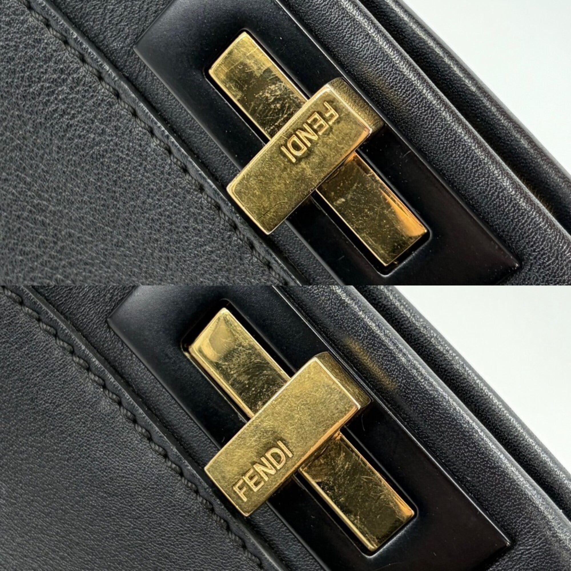 Fendi Peekaboo Black Leather Handbag Shoulder Bag (Pre-Owned)