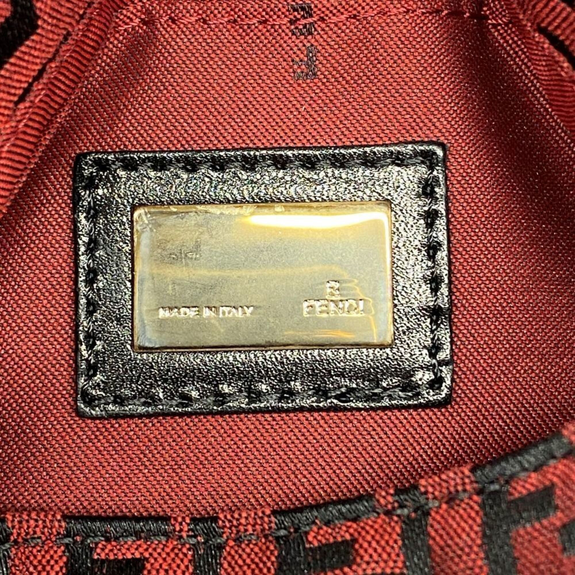 Fendi Black Red Color Nylon Canvas Handbag (Pre-Owned)