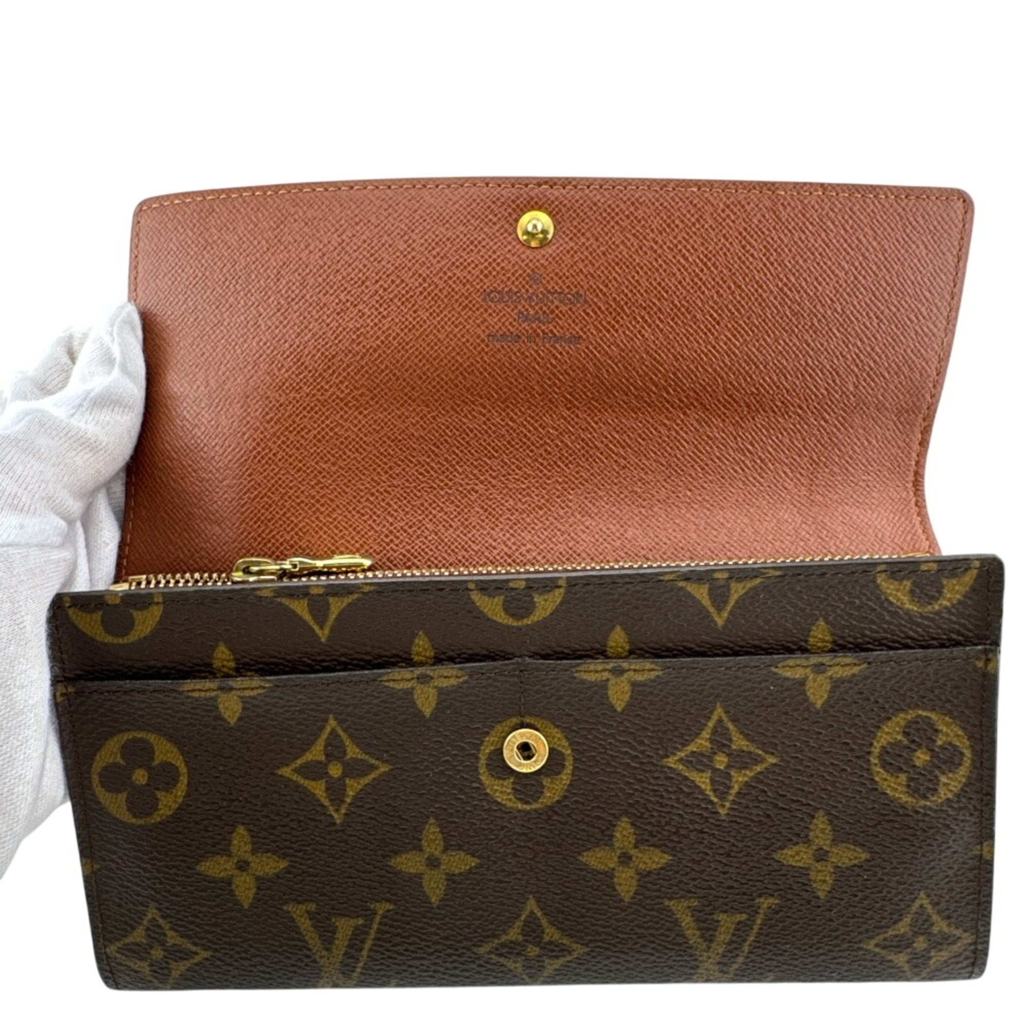 Louis Vuitton Monogram Brown Leather Long Wallet (Bi-Fold) (Pre-Owned)