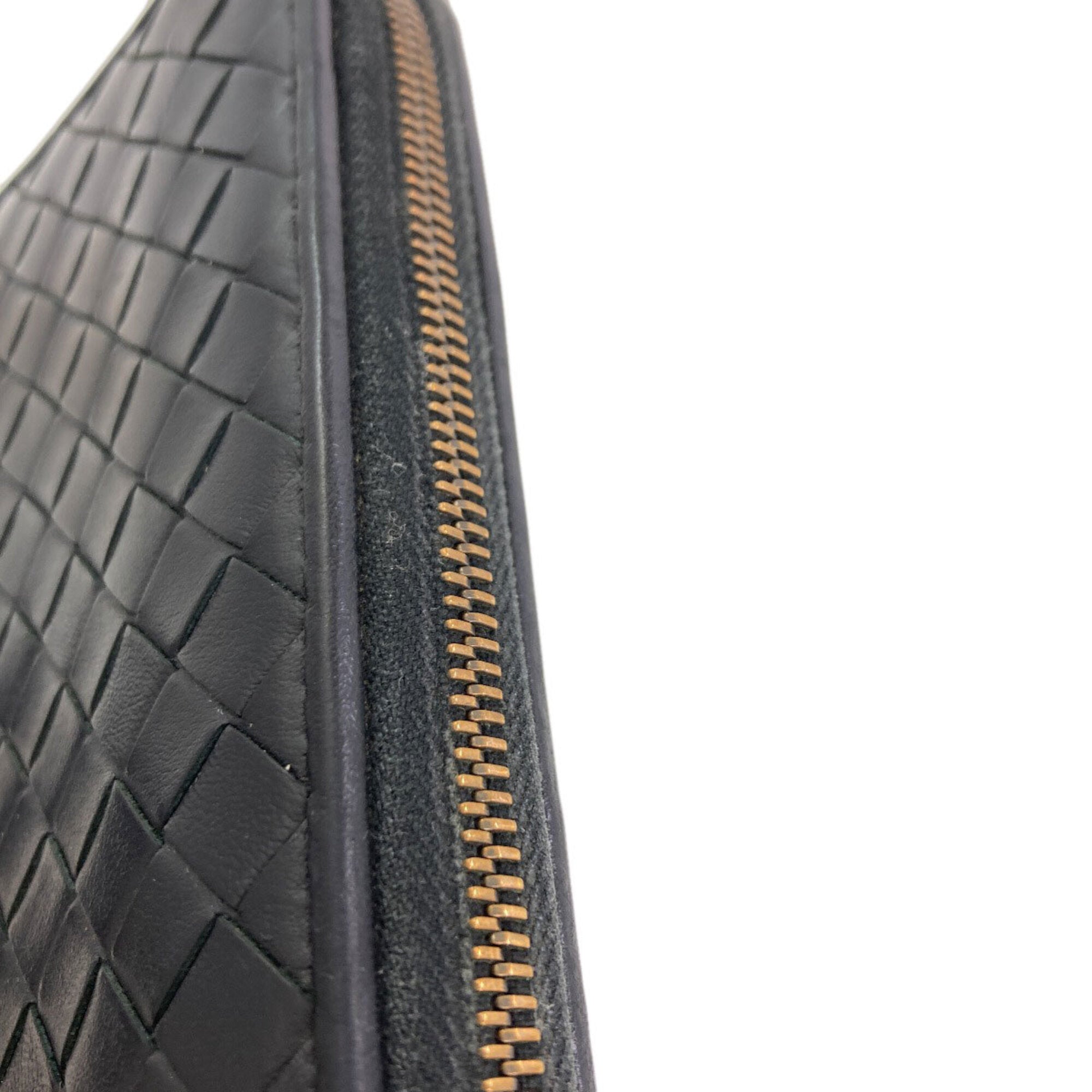 Bottega Veneta Black Leather Long Wallet (Bi-Fold) (Pre-Owned)