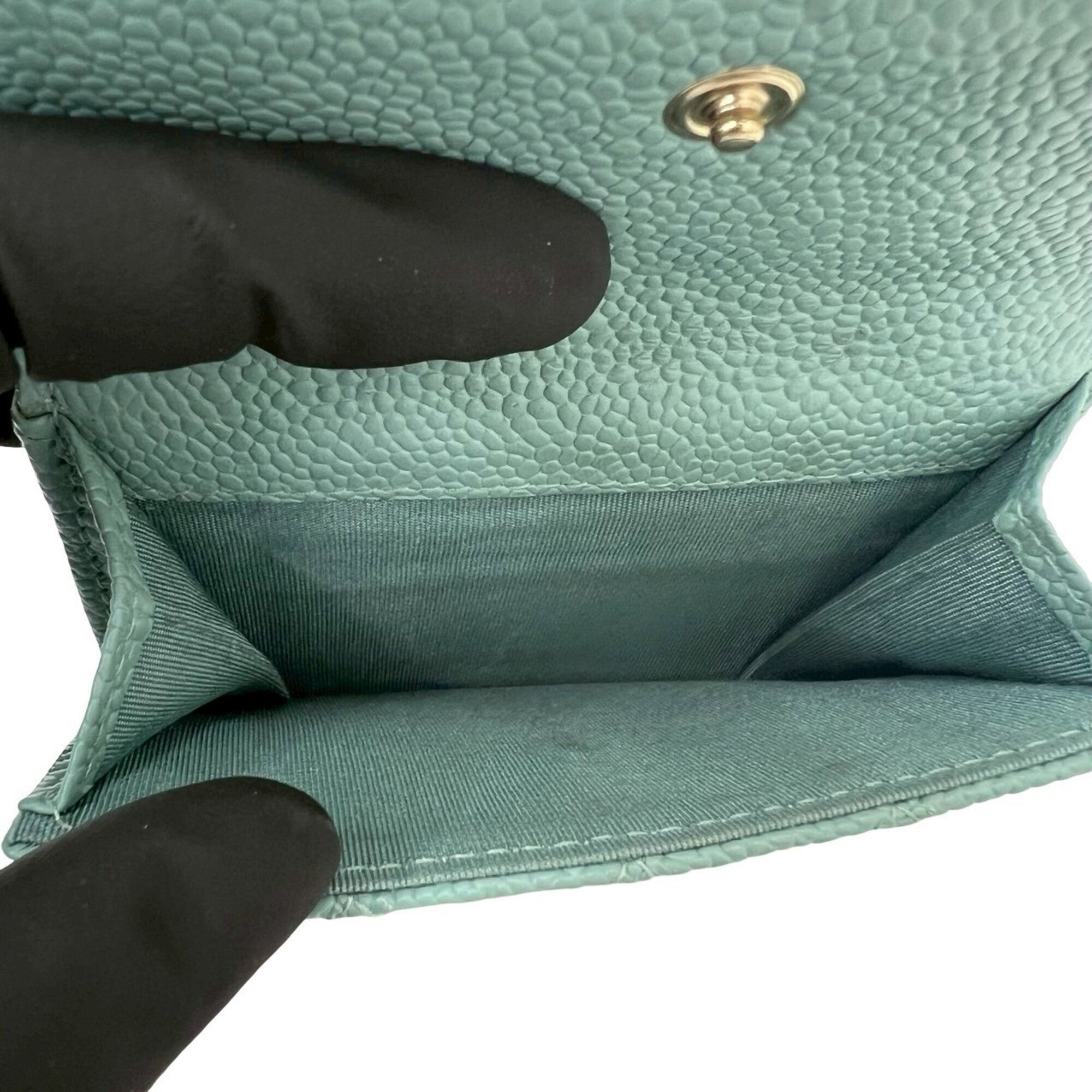 Chanel Blue Grained Calfskin Wallet (Tri-Fold) (Pre-Owned)