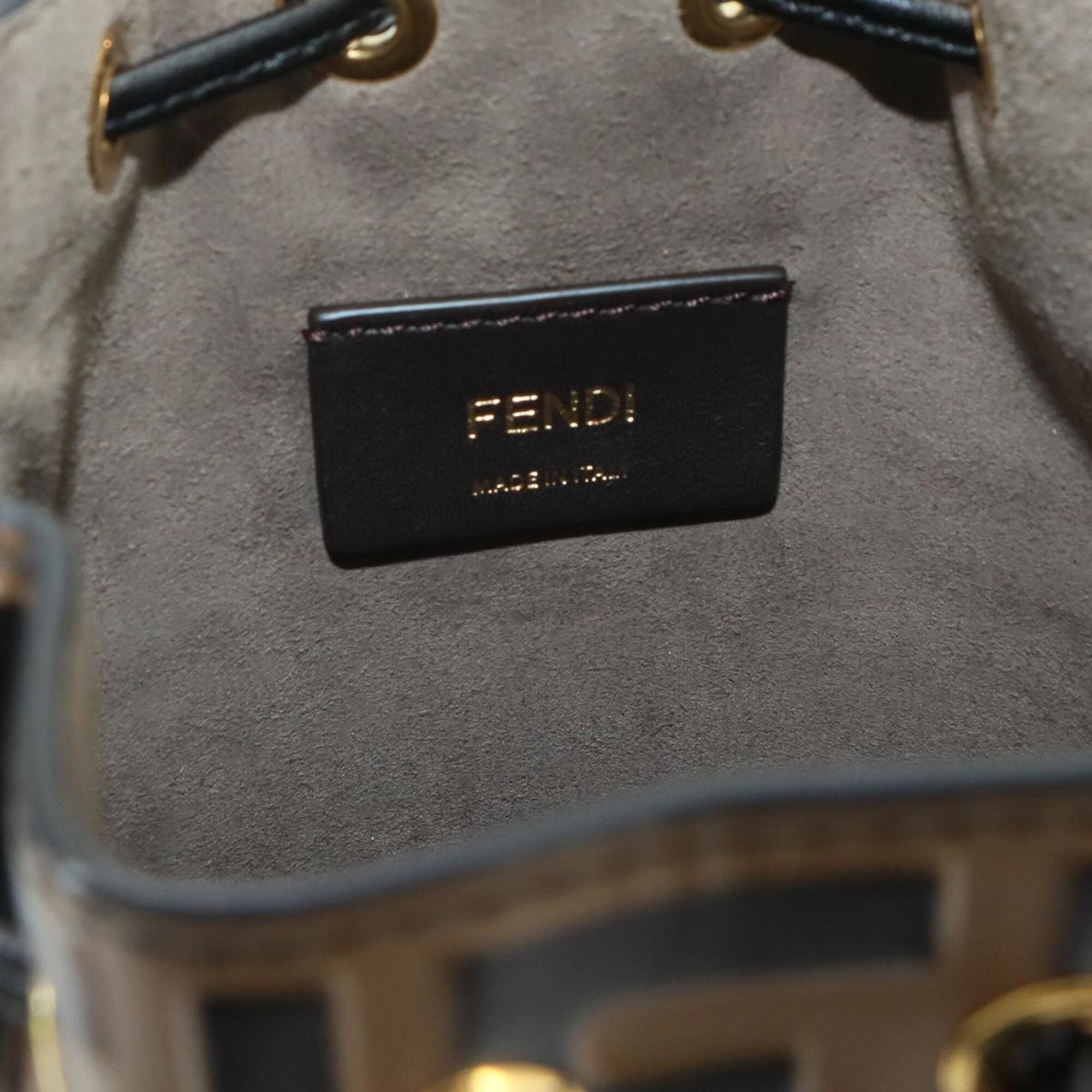 Fendi Zucca Black Brown Leather Handbag (Pre-Owned)