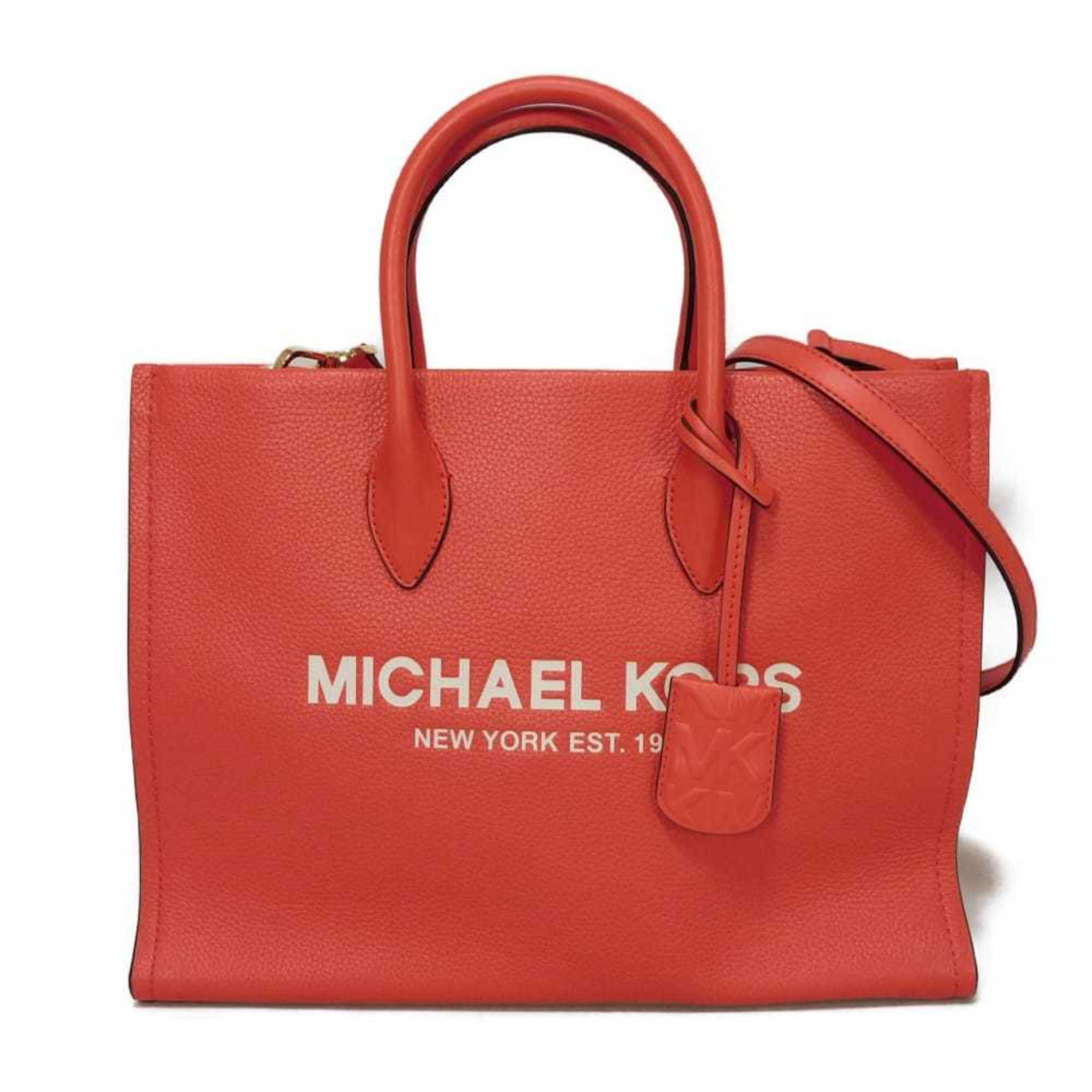 Michael Kors Red Color Leather Shoulder Bag Tote Bag (Pre-Owned)