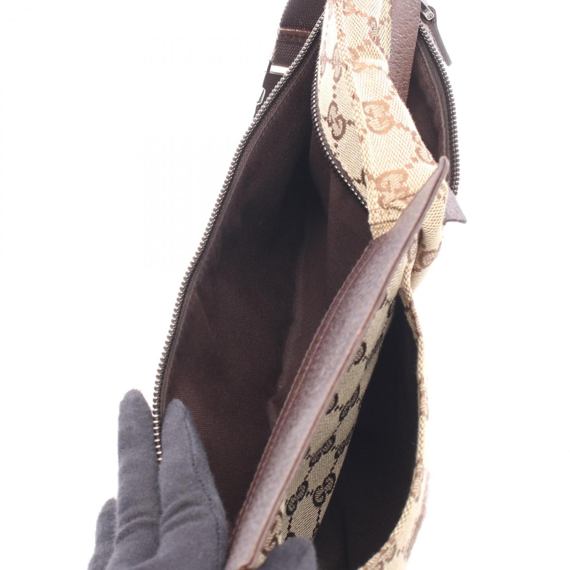 Gucci Beige Brown Canvas Leather Fanny Pack Handbag (Pre-Owned)