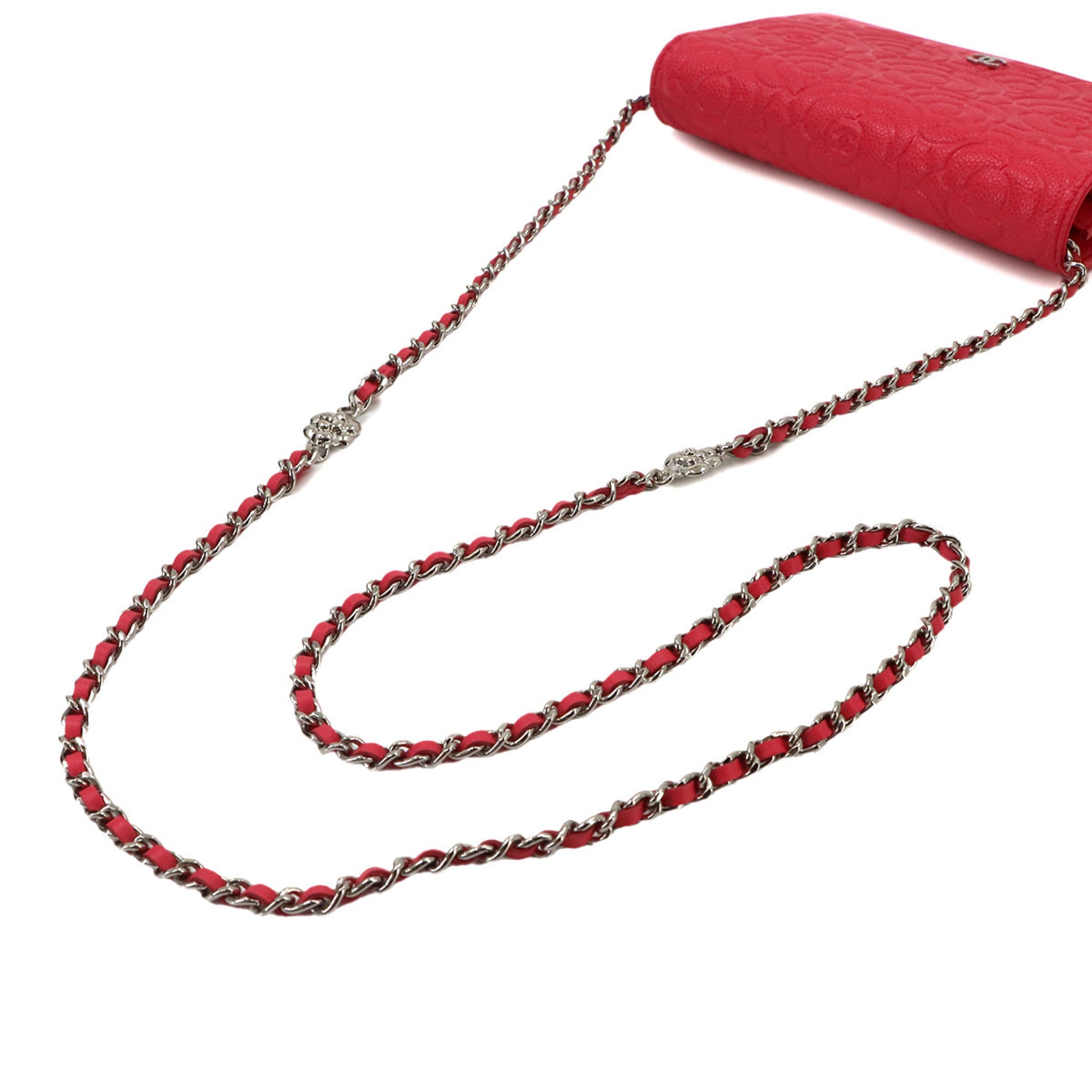 Chanel Pink Leather Chain/Shoulder Wallet (Pre-Owned)