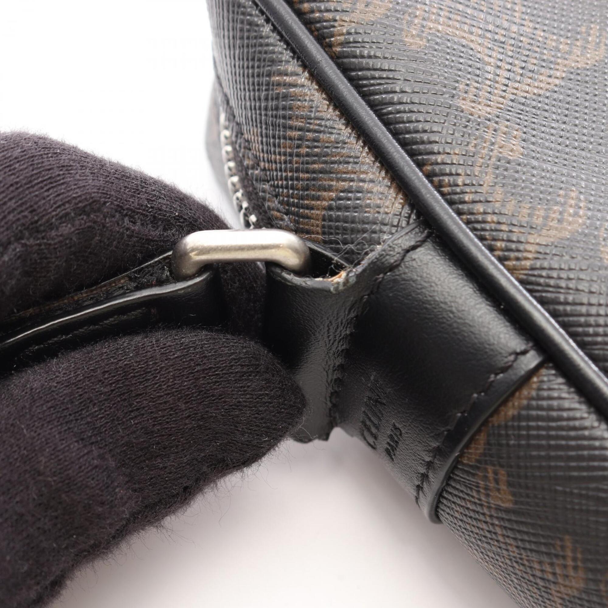 Celine Black Brown Coated Canvas Pvc Leather Handbag Messenger Bag Shoulder Bag (Pre-Owned)
