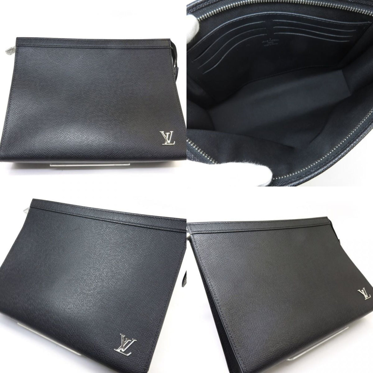 Louis Vuitton Black Taiga Leather Clutch Bag Pochette (Pre-Owned)