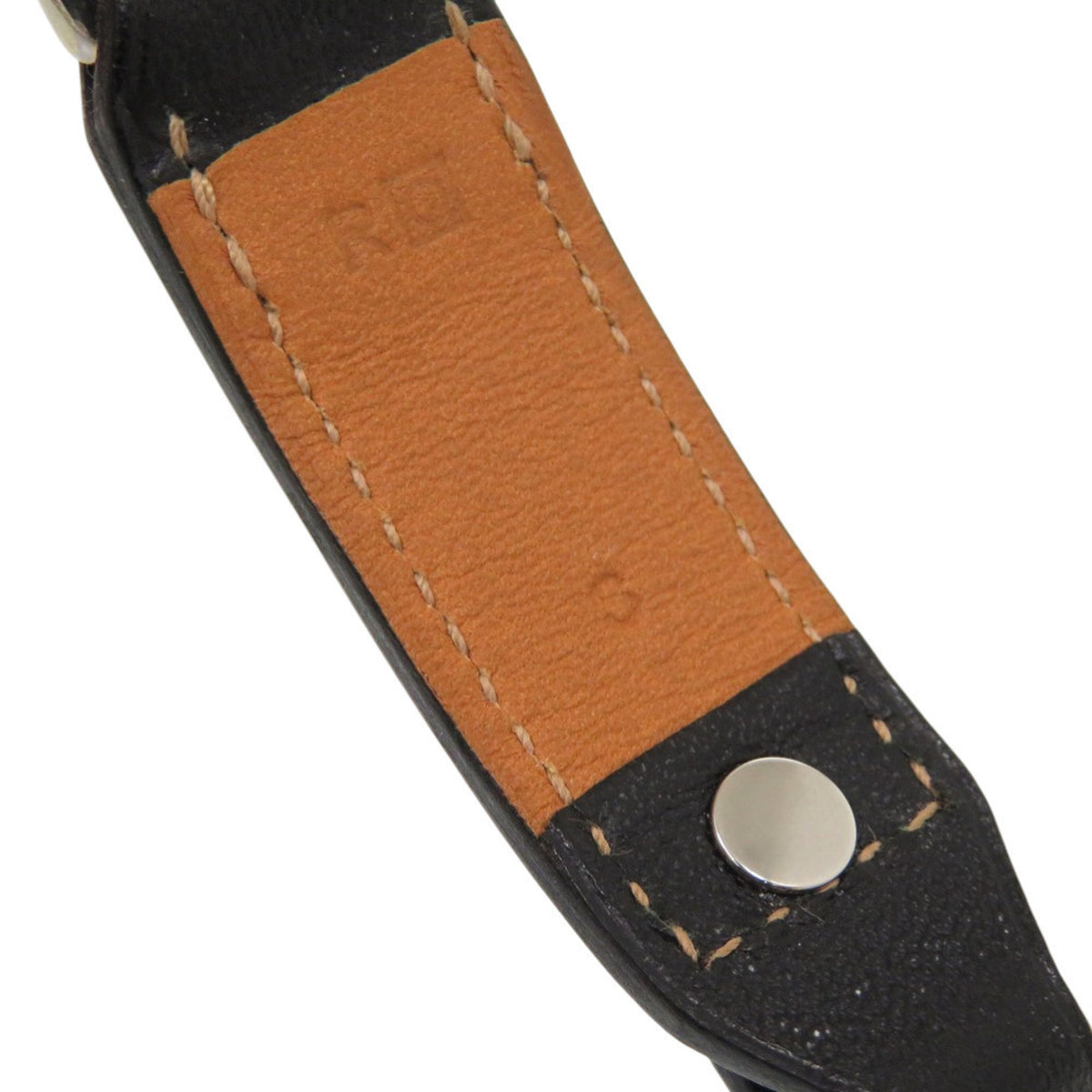 Hermes Black Brown Barenia Leather Metal Necklace (Pre-Owned)