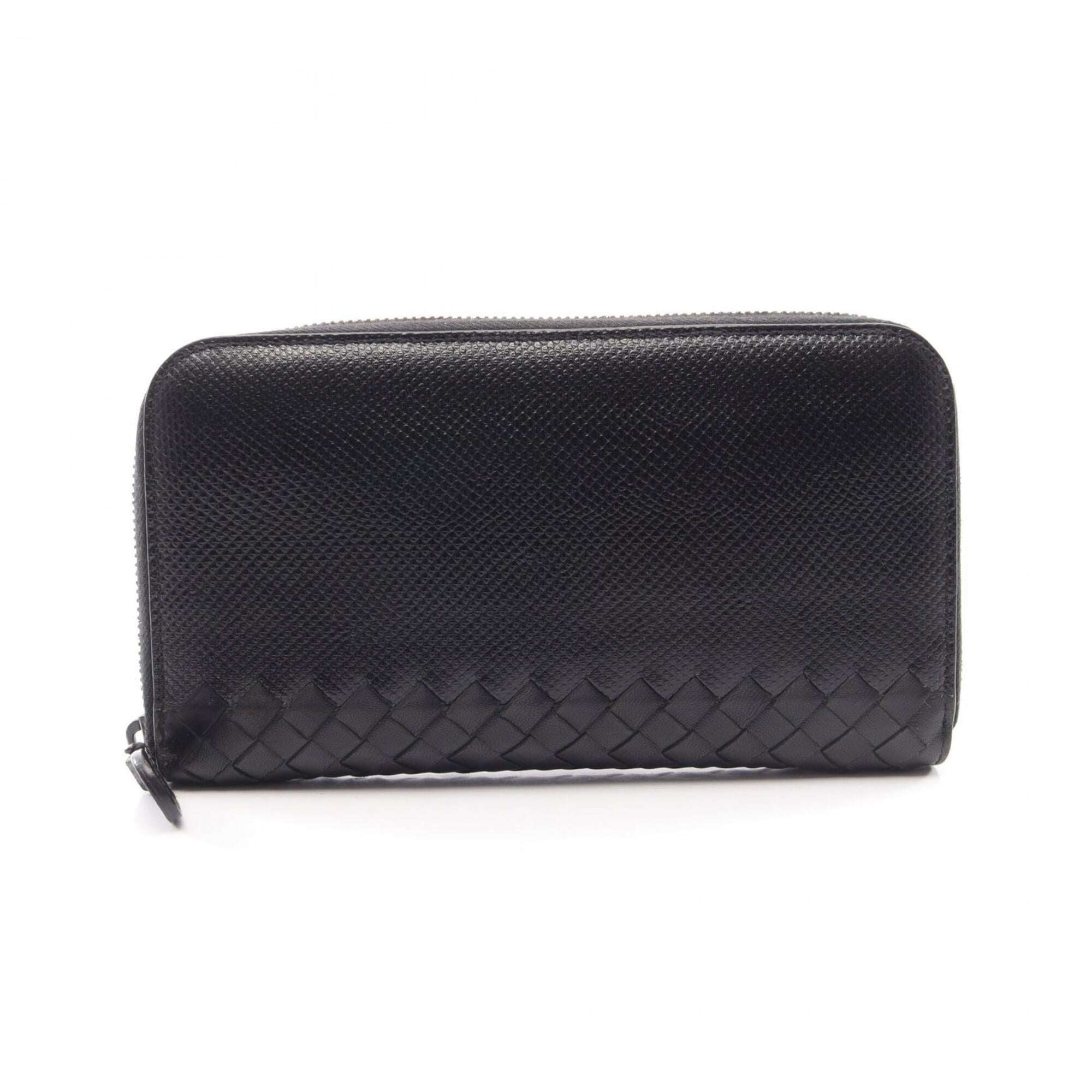 Bottega Veneta Black Leather Long Wallet (Bi-Fold) (Pre-Owned)