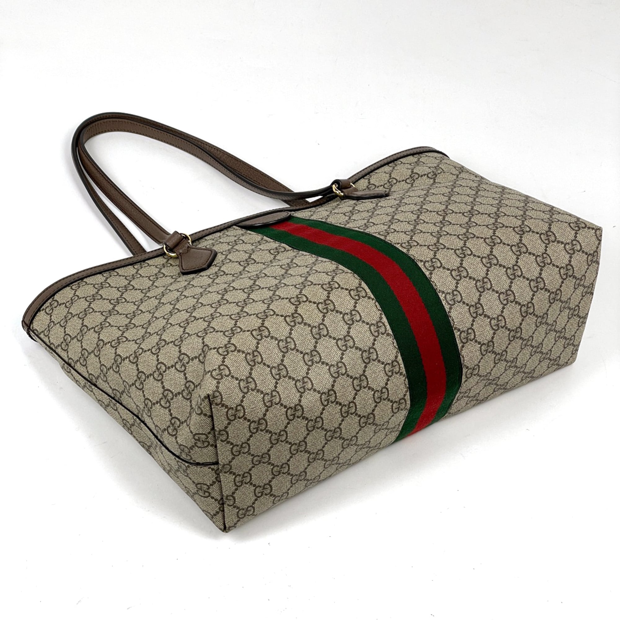 Gucci Brown Gg Supreme Leather Tote Bag (Pre-Owned)