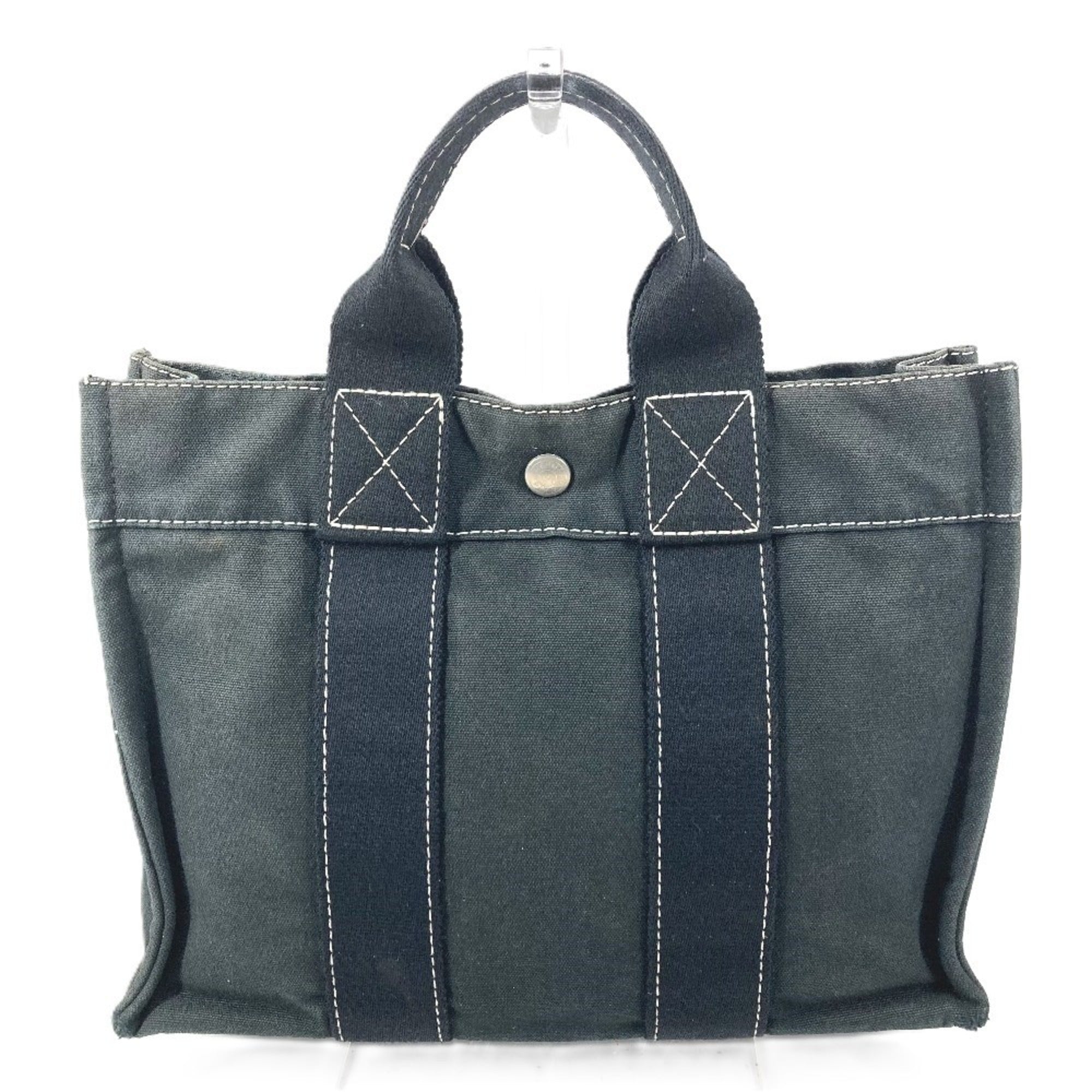 Hermes Deauville Black Canvas Handbag Tote Bag (Pre-Owned)