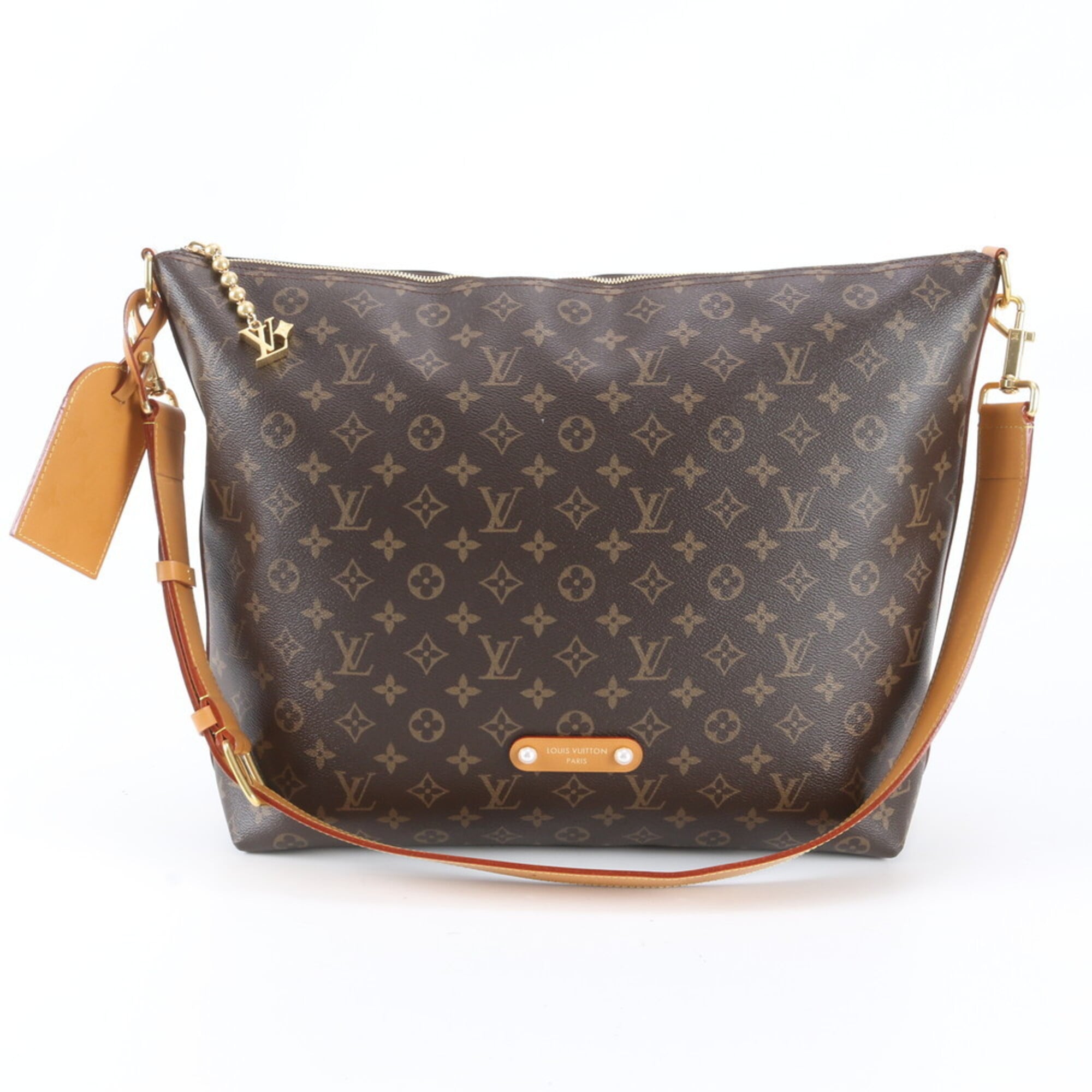 Louis Vuitton Brown Leather Coated Canvas Shoulder Bag (Pre-Owned)
