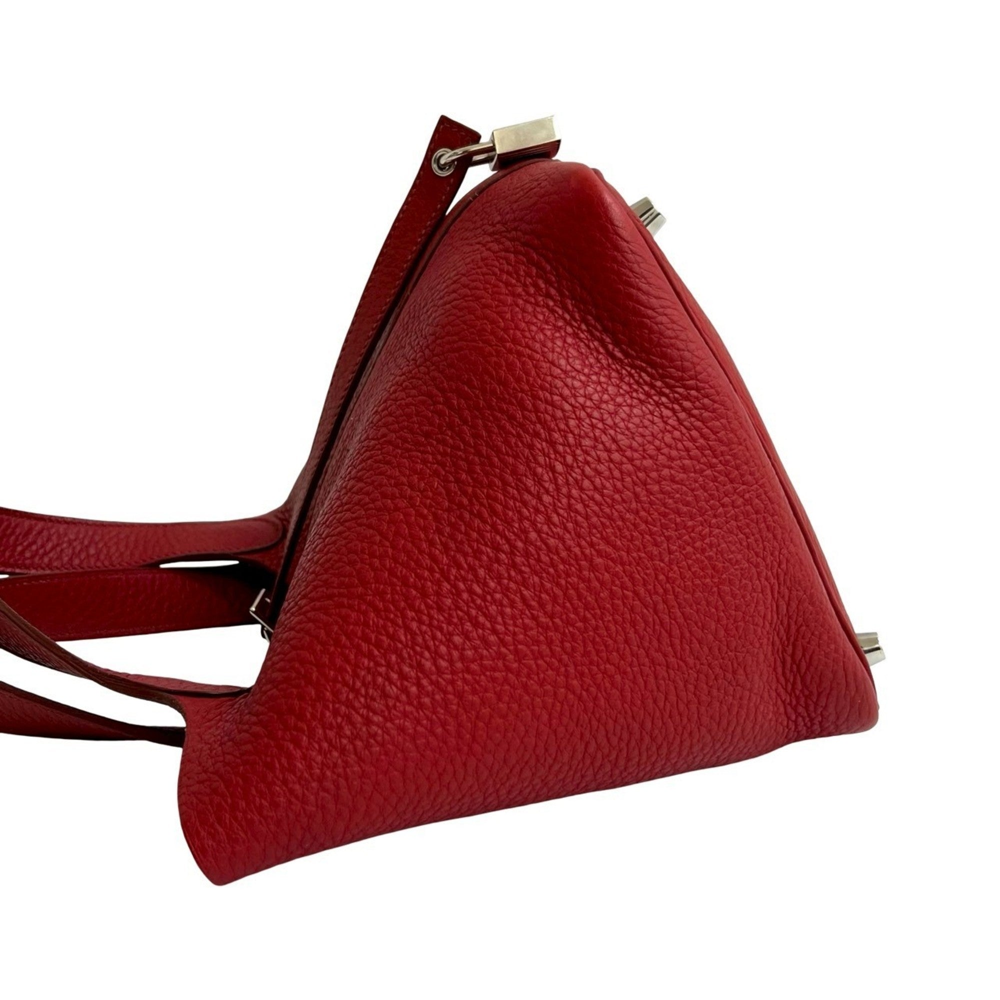 Hermes Red Color Taurillon Clemence Leather Handbag Tote Bag (Pre-Owned)