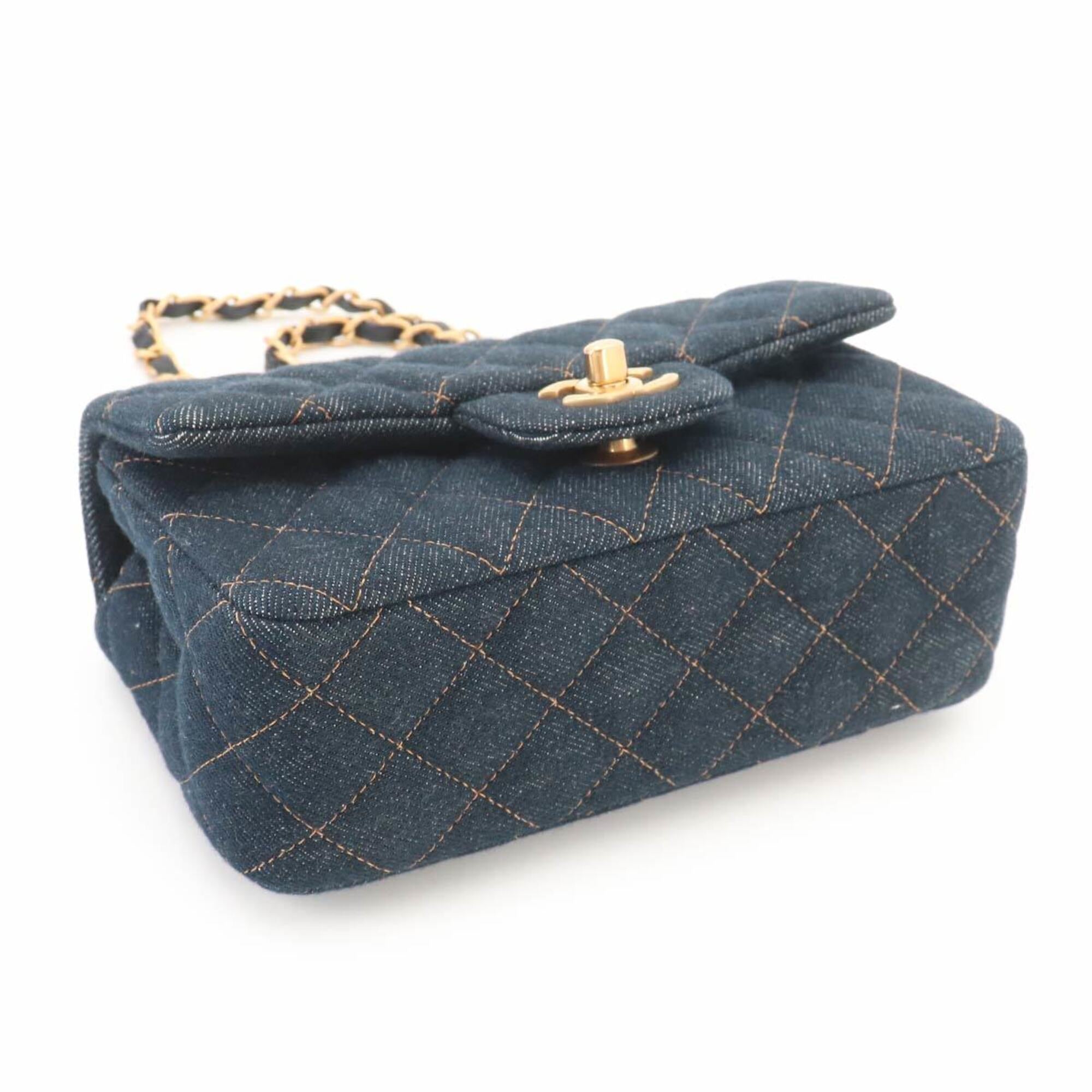 Chanel Dark Blue Denim Handbag Shoulder Bag (Pre-Owned)