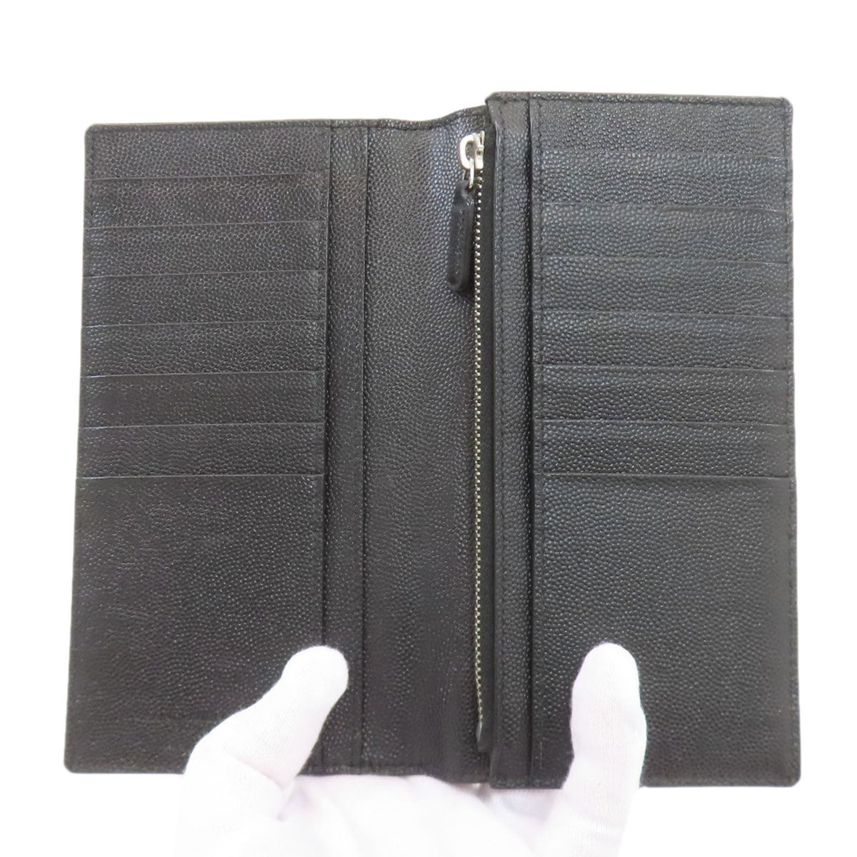 Yves Saint Laurent Black Leather Long Wallet (Bi-Fold) (Pre-Owned)