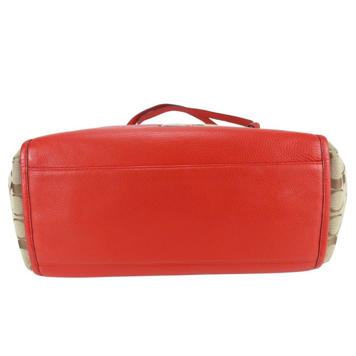 Coach Beige Red Color Canvas Leather Tote Bag (Pre-Owned)