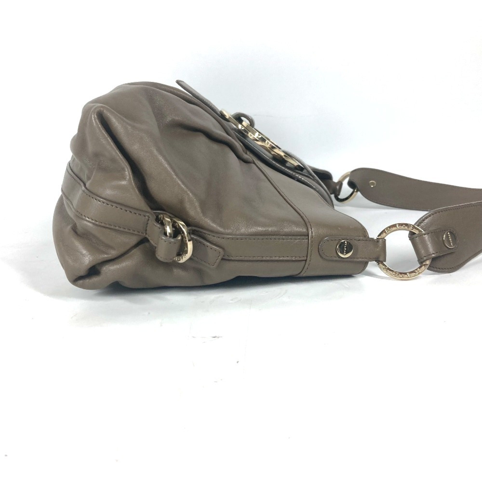 Bvlgari Gray Leather Shoulder Bag (Pre-Owned)