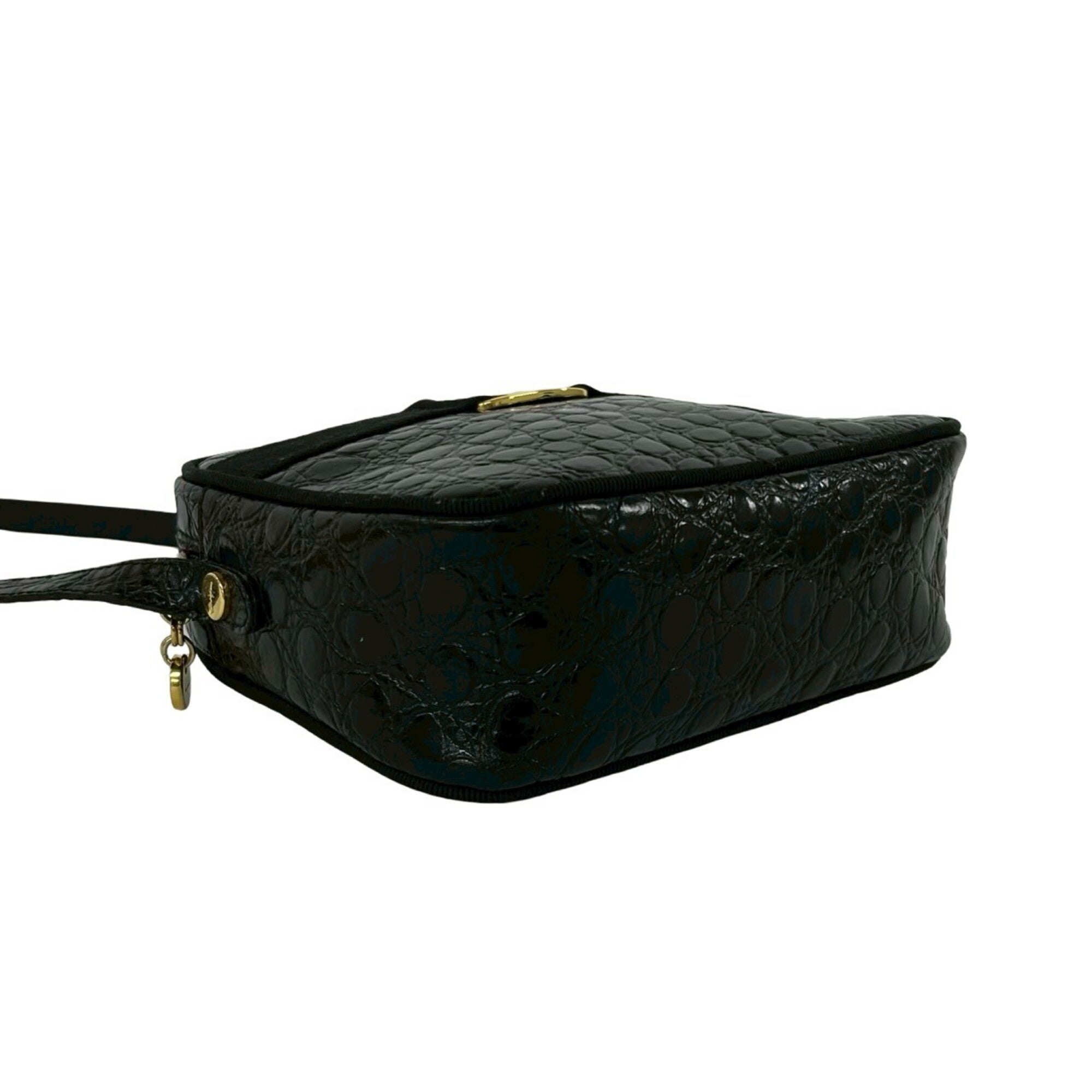 Salvatore Ferragamo Black Leather Pochette Shoulder Bag (Pre-Owned)