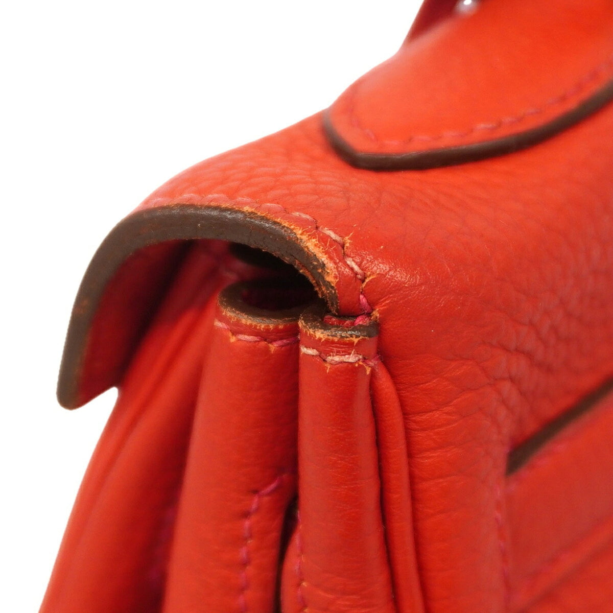 Hermes Rouge Casaque Togo Leather Handbag (Pre-Owned)