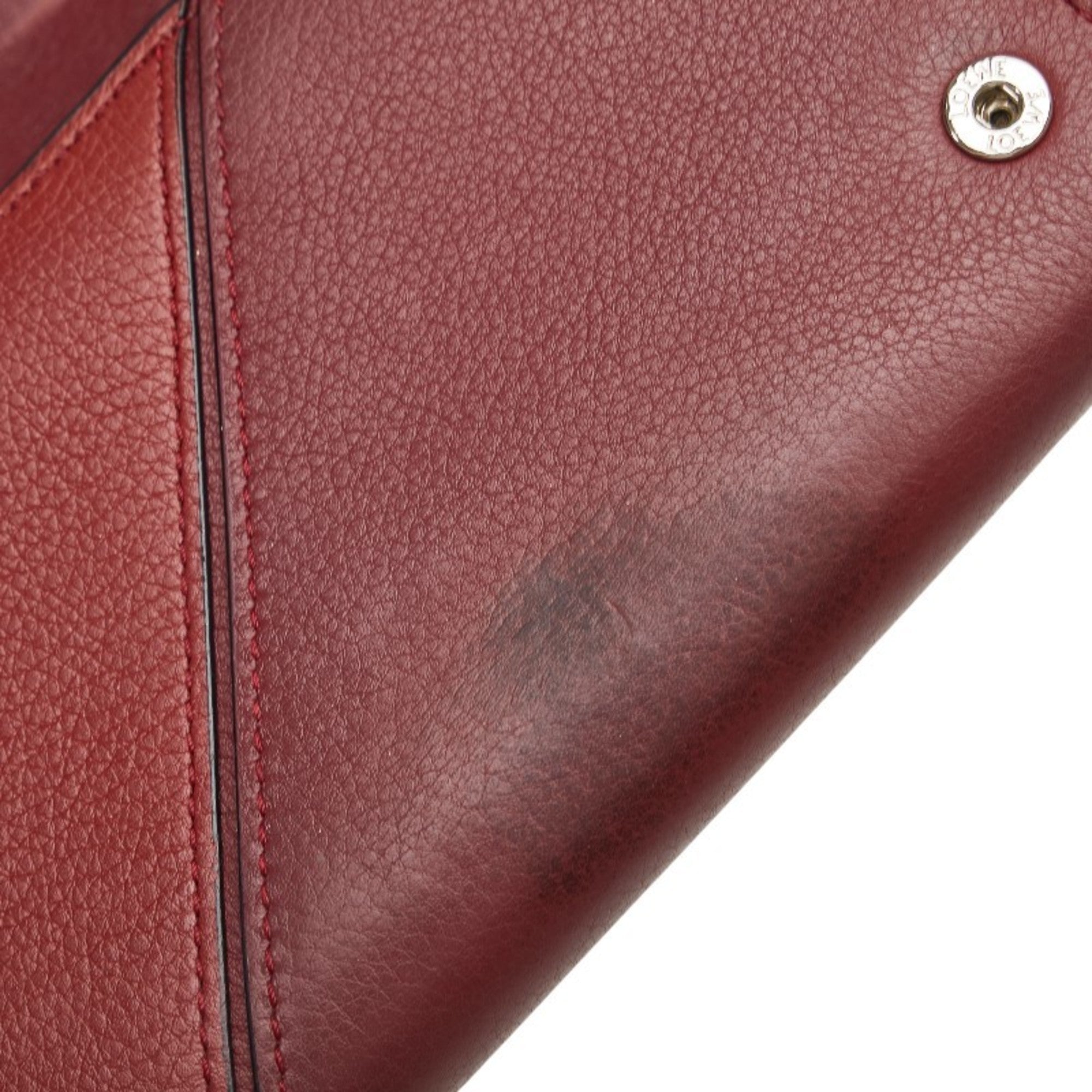 Loewe Red Color White Leather Coin Purse/Coin Case (Pre-Owned)