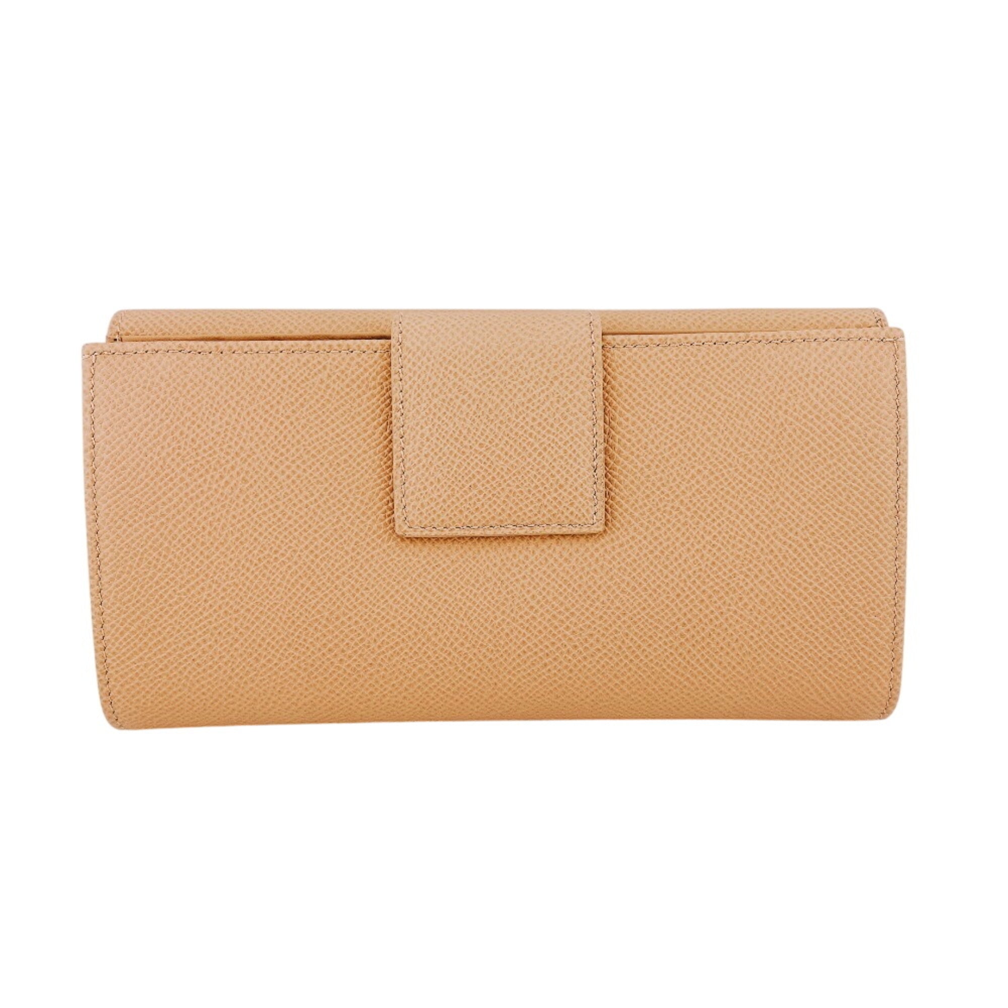Bvlgari Beige Leather Long Wallet (Bi-Fold) (Pre-Owned)