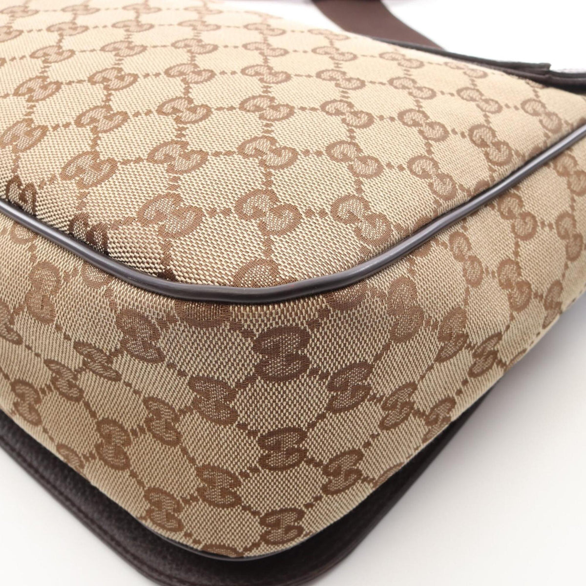Gucci Beige Brown Canvas Leather Handbag Shoulder Bag (Pre-Owned)