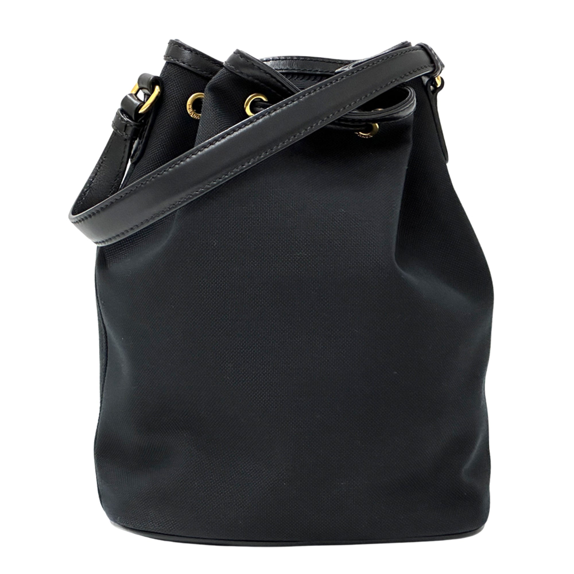 Prada Black Canvas Handbag Shoulder Bag (Pre-Owned)