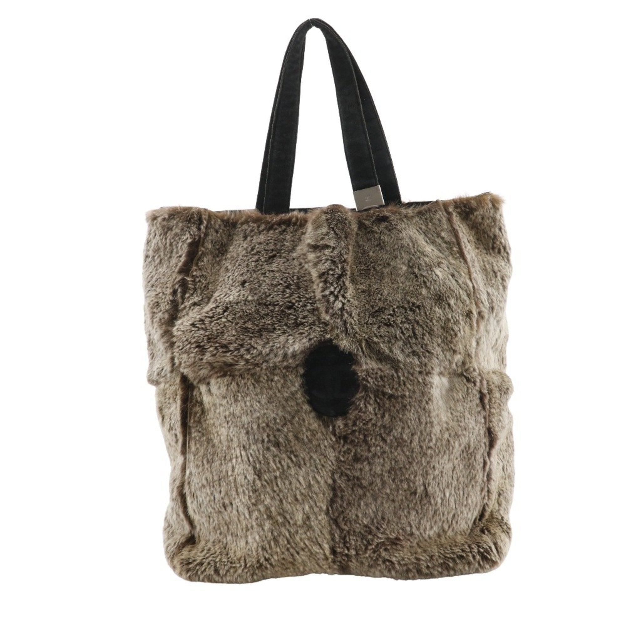 Chanel Brown Fur Handbag Tote Bag (Pre-Owned)