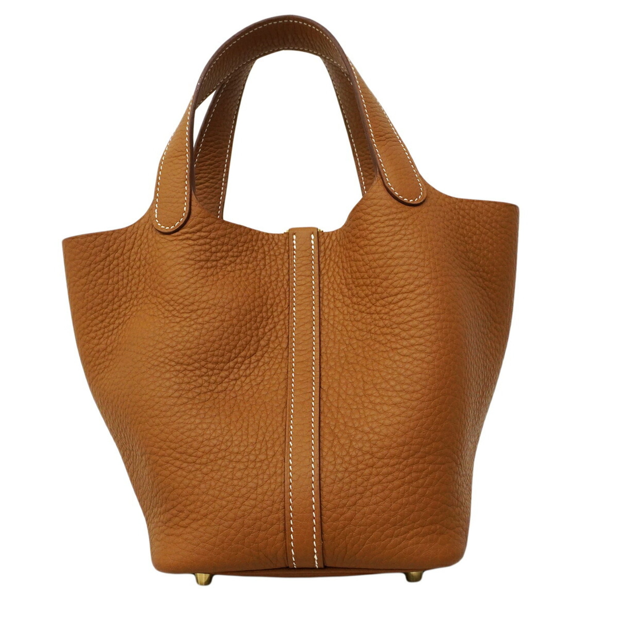 Hermes Gold Taurillon Clemence Leather Handbag (Pre-Owned)