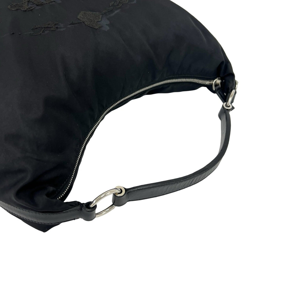 Prada Black Nylon Leather Handbag Shoulder Bag (Pre-Owned)