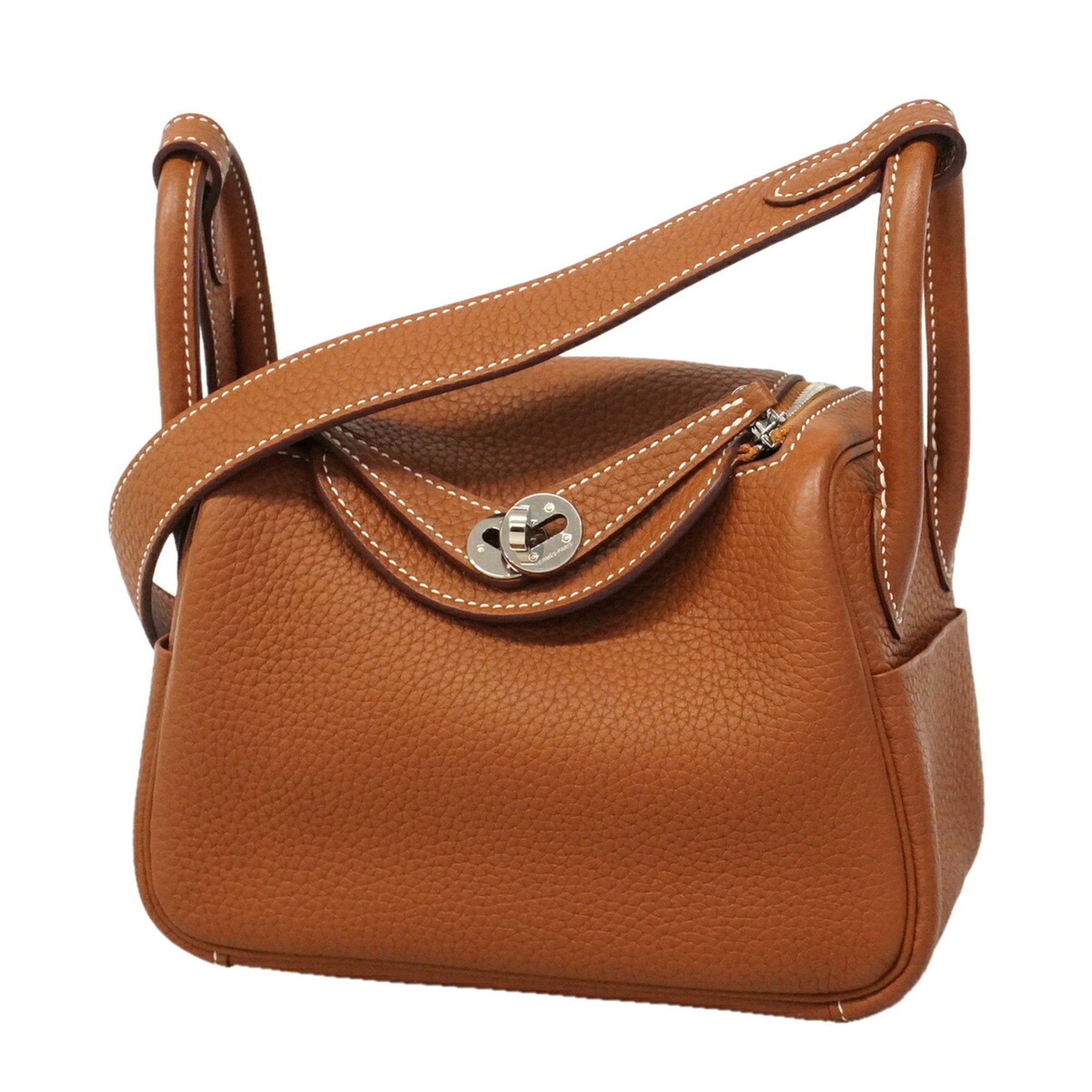 Hermes Gold Taurillon Clemence Leather Handbag (Pre-Owned)