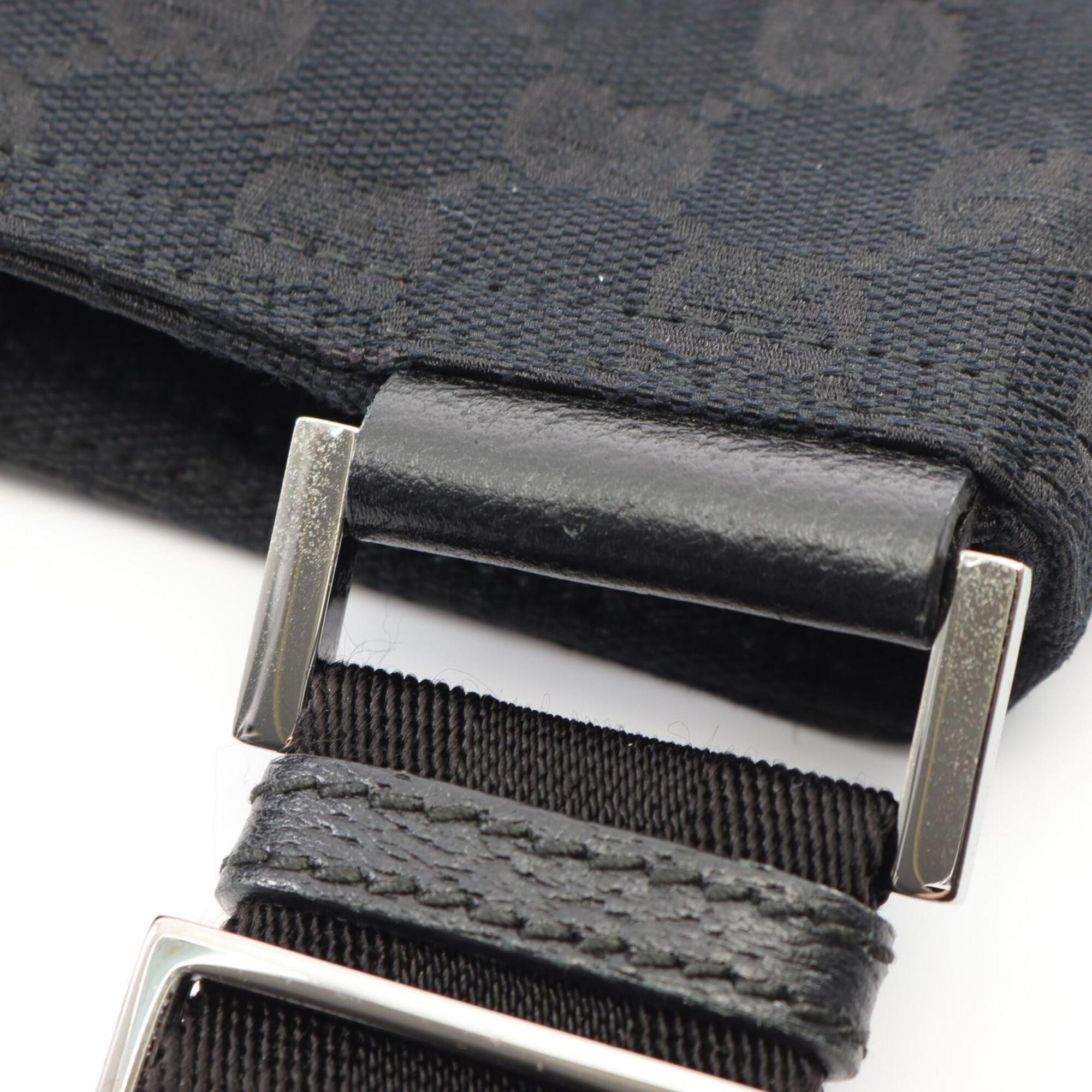 Gucci Black Canvas Leather Handbag Shoulder Bag (Pre-Owned)
