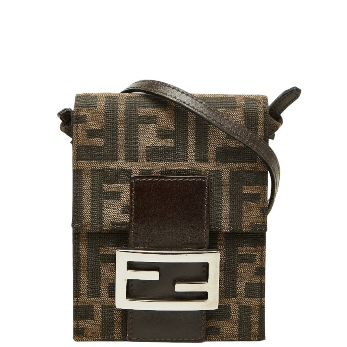 Fendi Brown Canvas Leather Shoulder Bag (Pre-Owned)