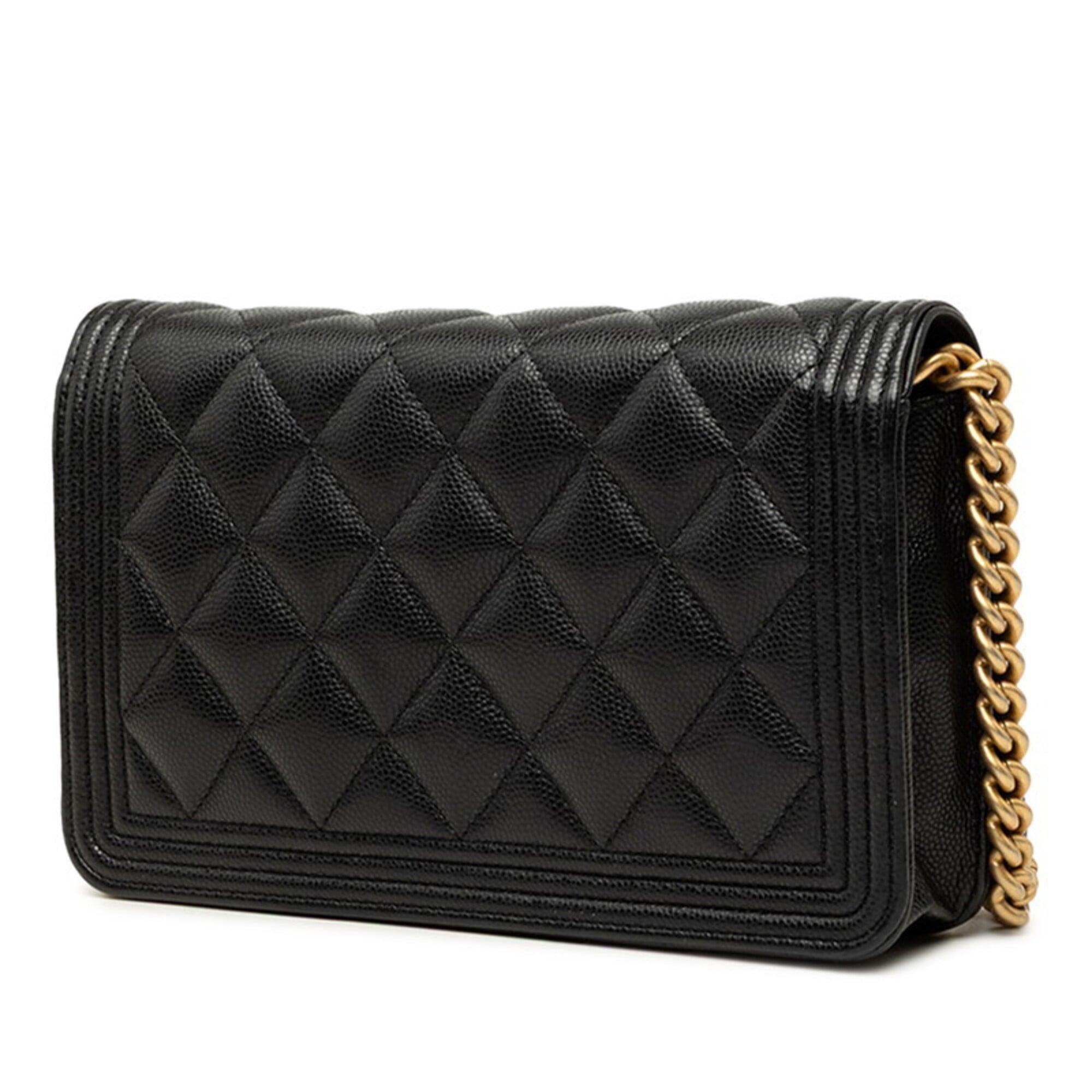 Chanel Black Grained Calfskin Shoulder Bag (Pre-Owned)
