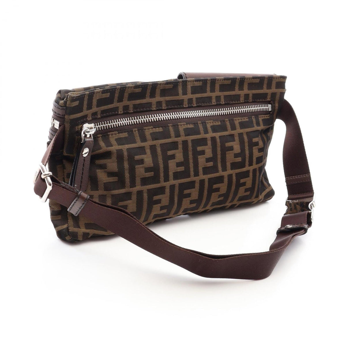 Fendi Brown Canvas Leather Fanny Pack Handbag (Pre-Owned)
