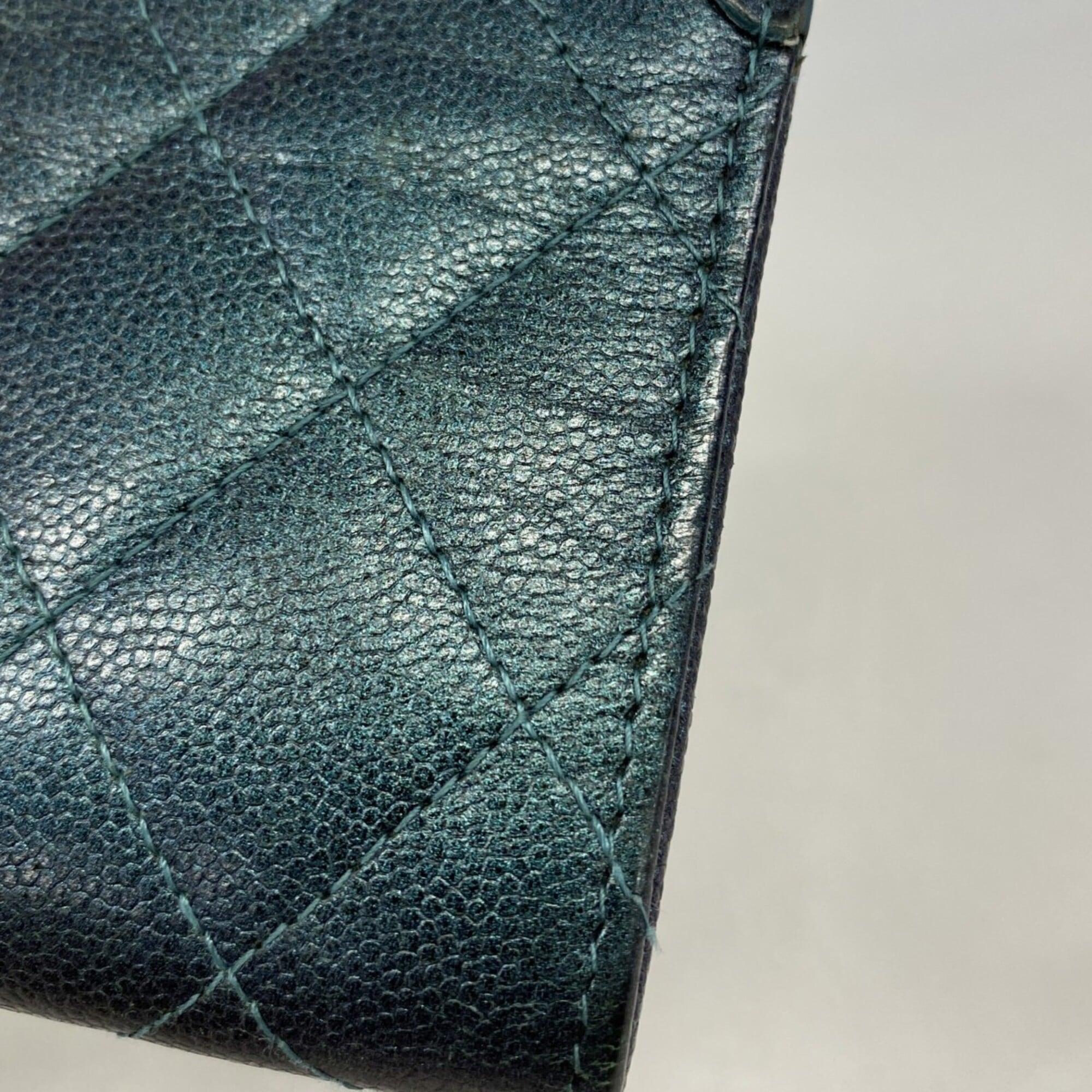 Chanel Green Grained Calfskin Wallet (Bi-Fold) (Pre-Owned)