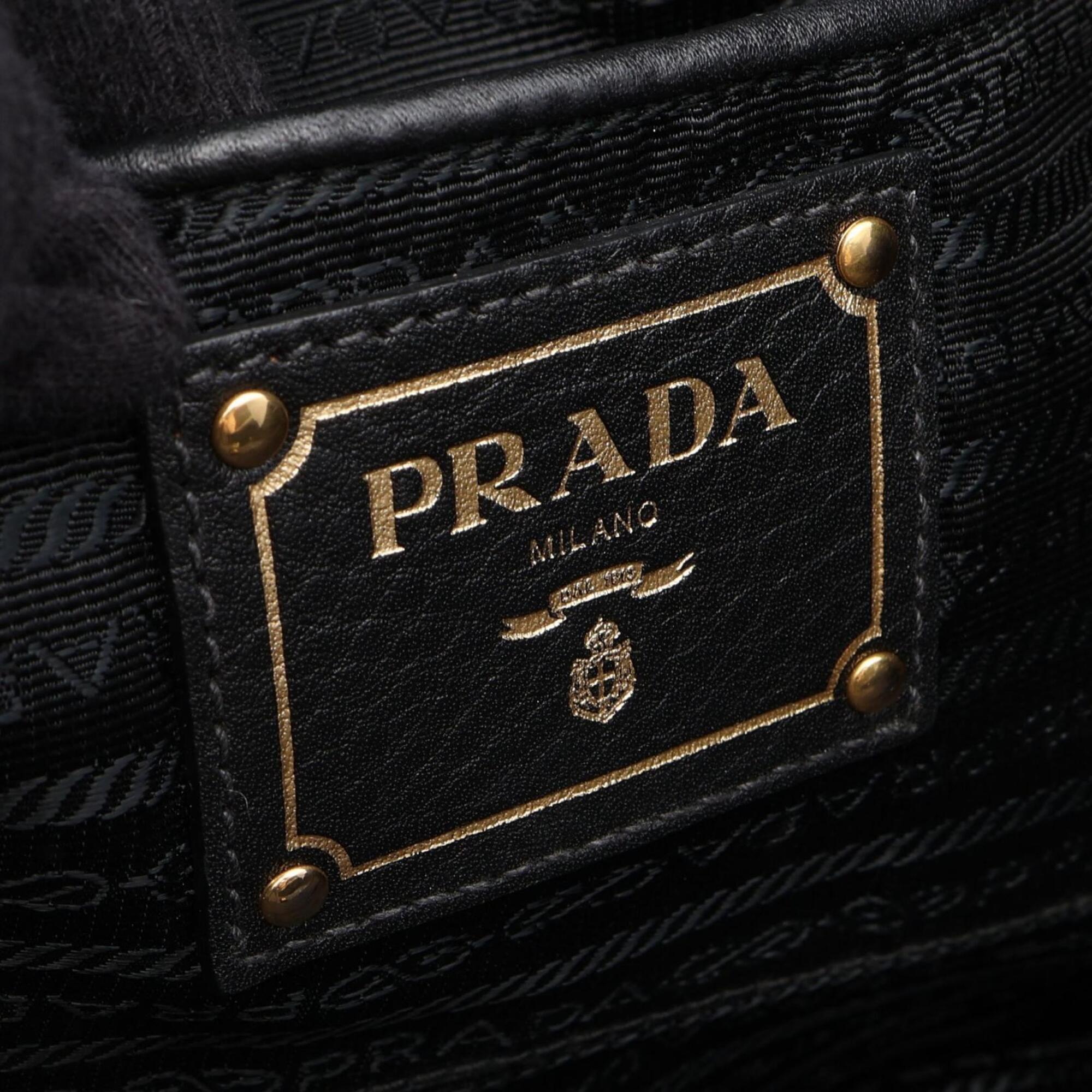 Prada Black Leather Handbag Tote Bag (Pre-Owned)