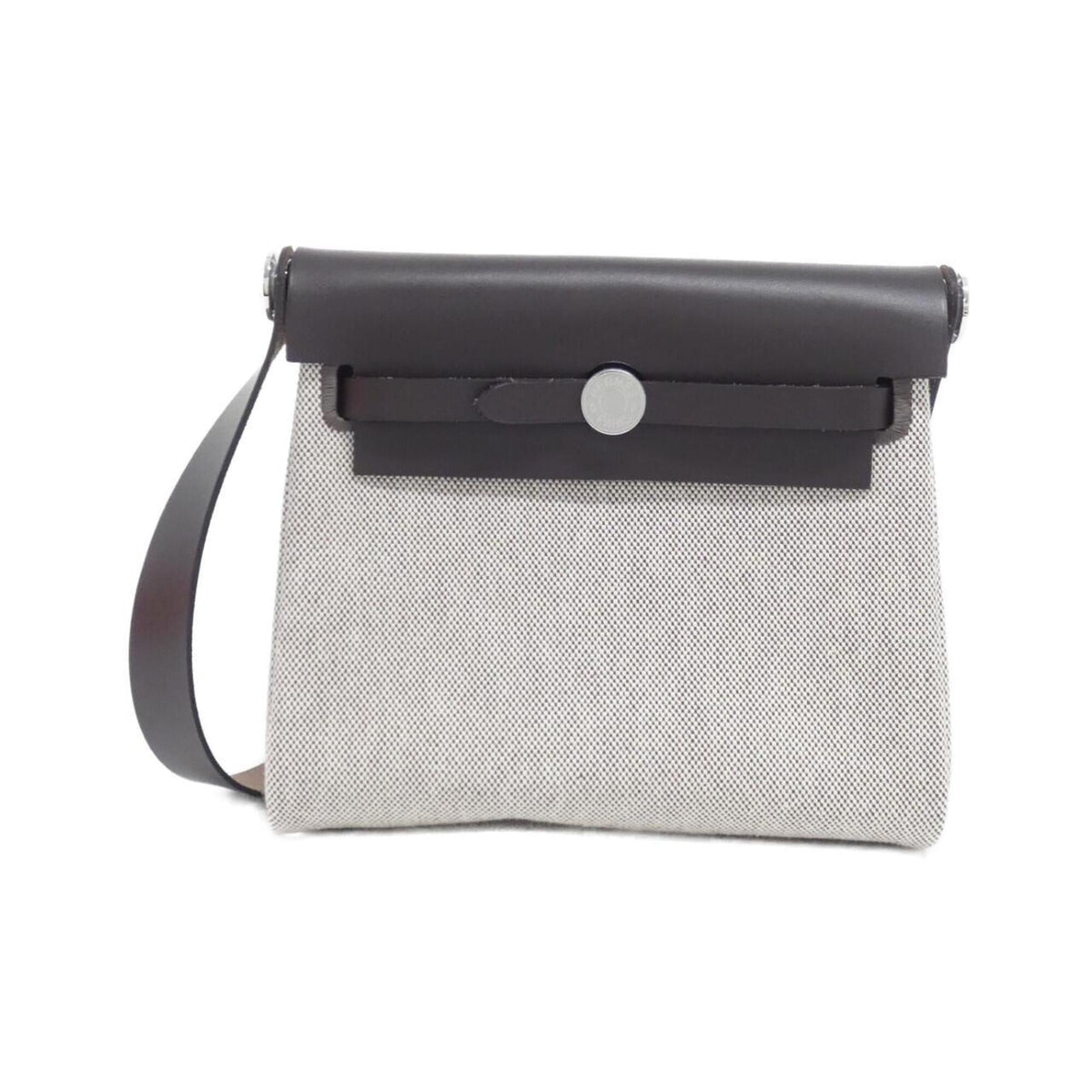 Hermes Ebene Ecru Toile H Vache Leather Shoulder Bag (Pre-Owned)