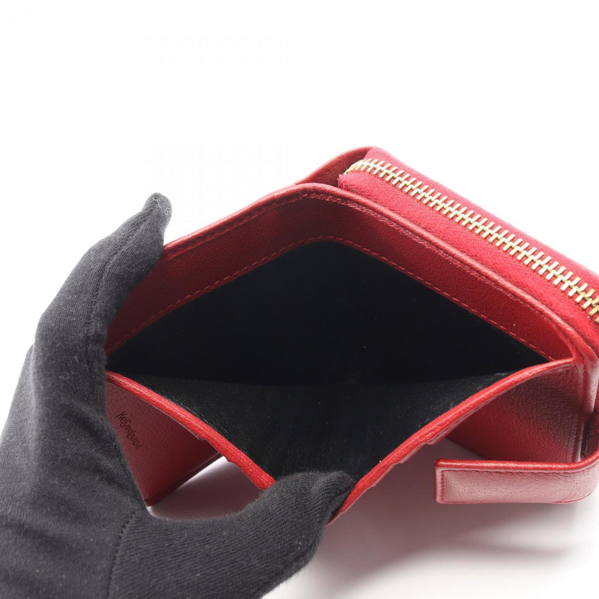 Yves Saint Laurent Red Color Leather Wallet (Bi-Fold) (Pre-Owned)