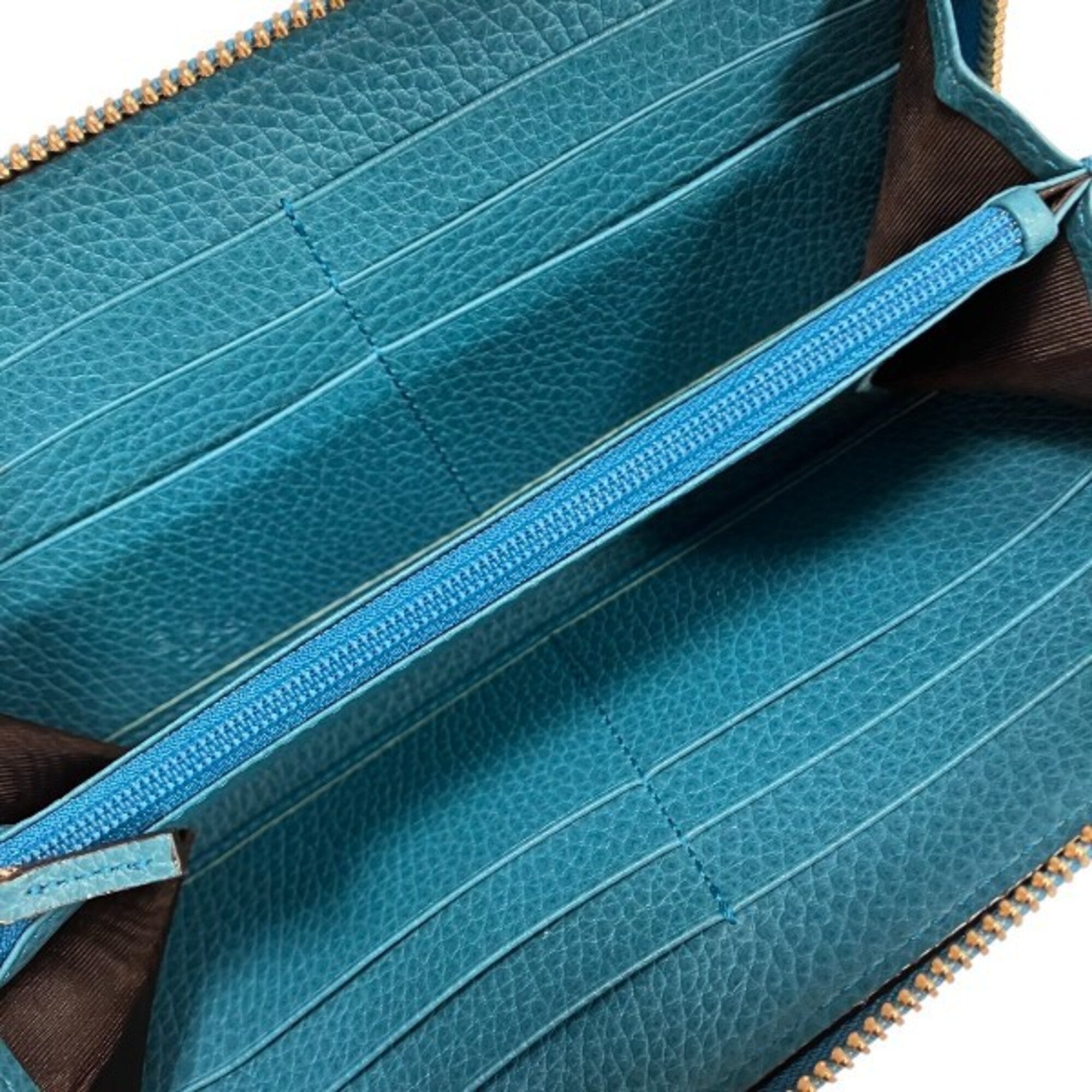 Gucci Turquoise Leather Long Wallet (Bi-Fold) (Pre-Owned)
