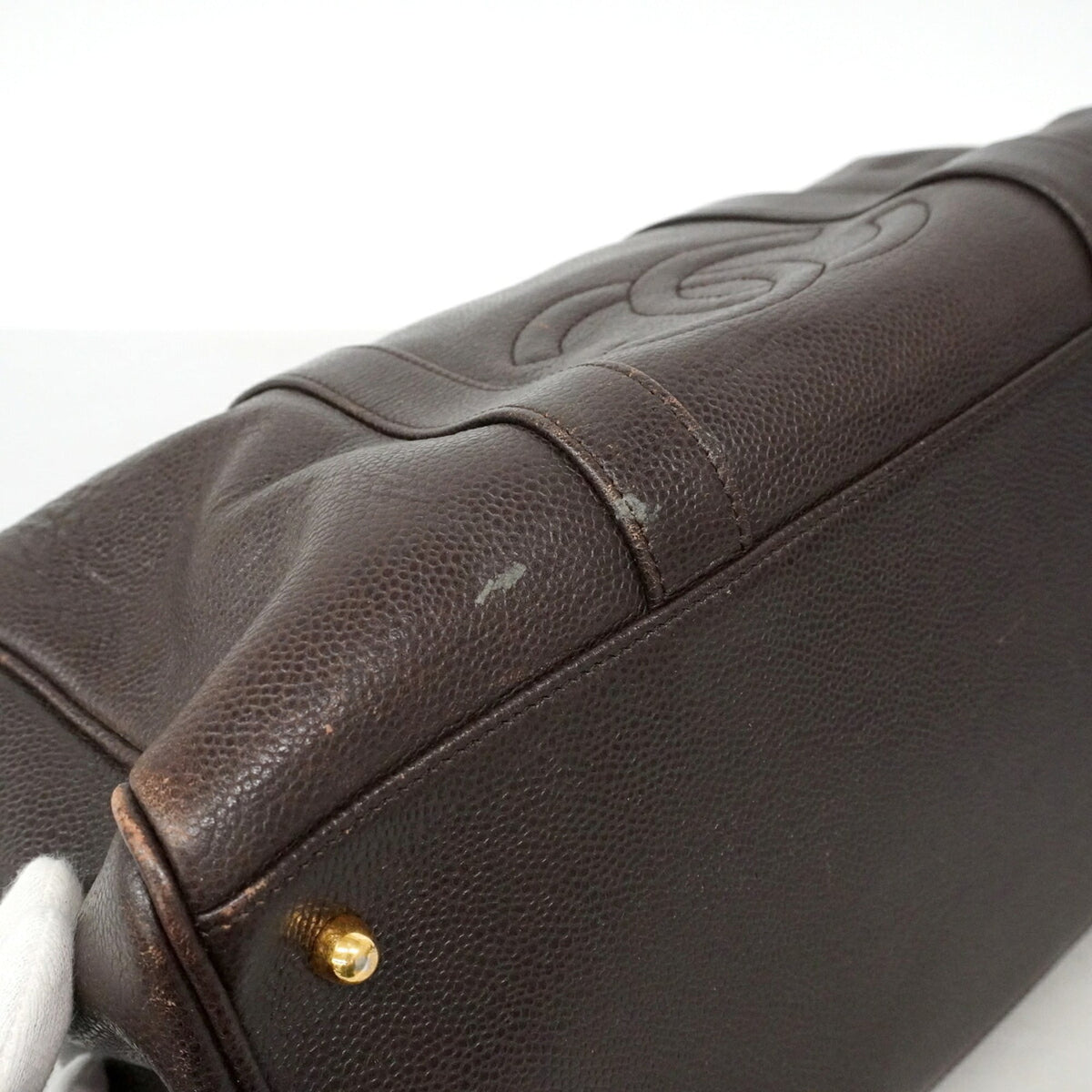 Chanel Brown Grained Calfskin Boston Bag (Pre-Owned)