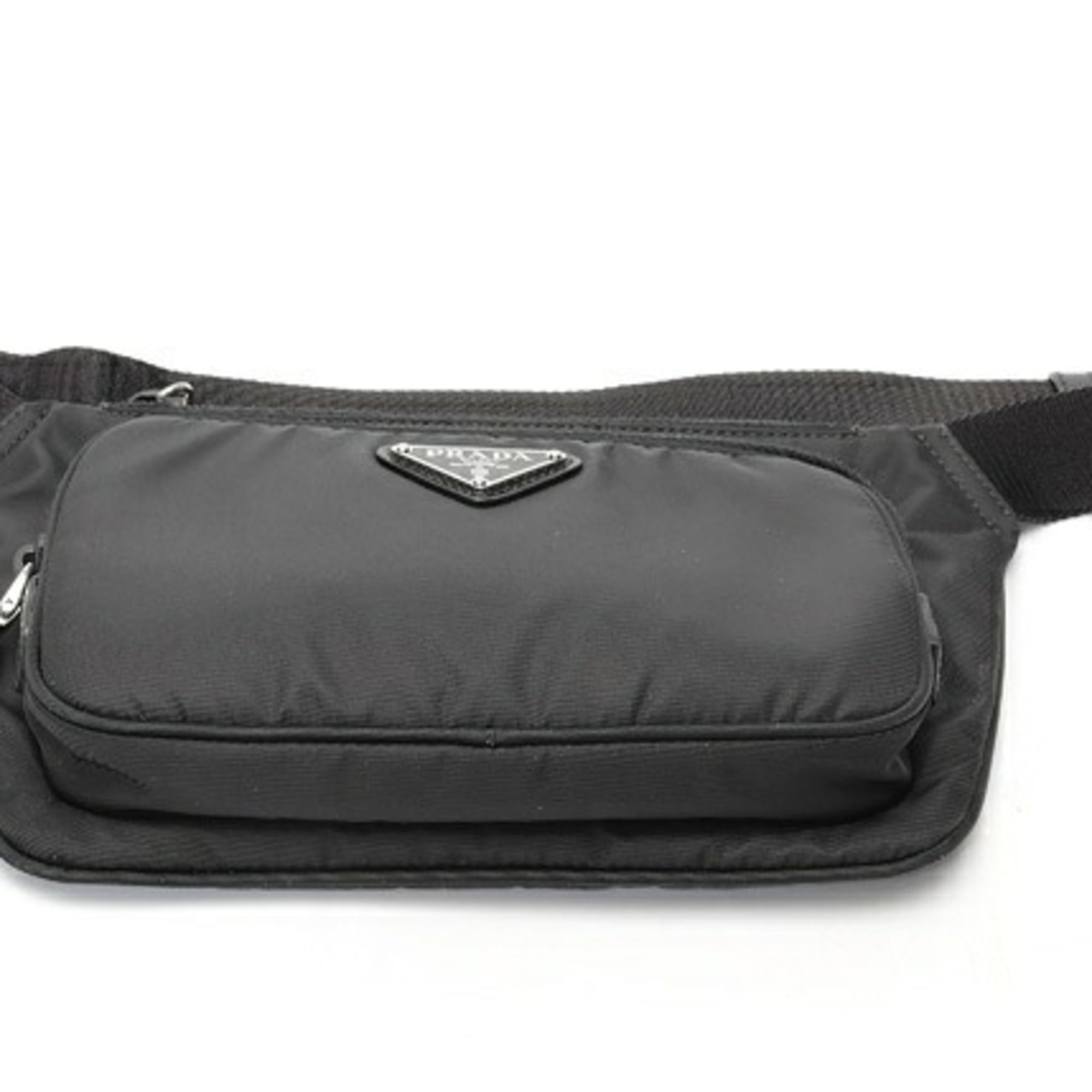 Prada Black Nylon Leather Shoulder Bag Sling Bag (Pre-Owned)