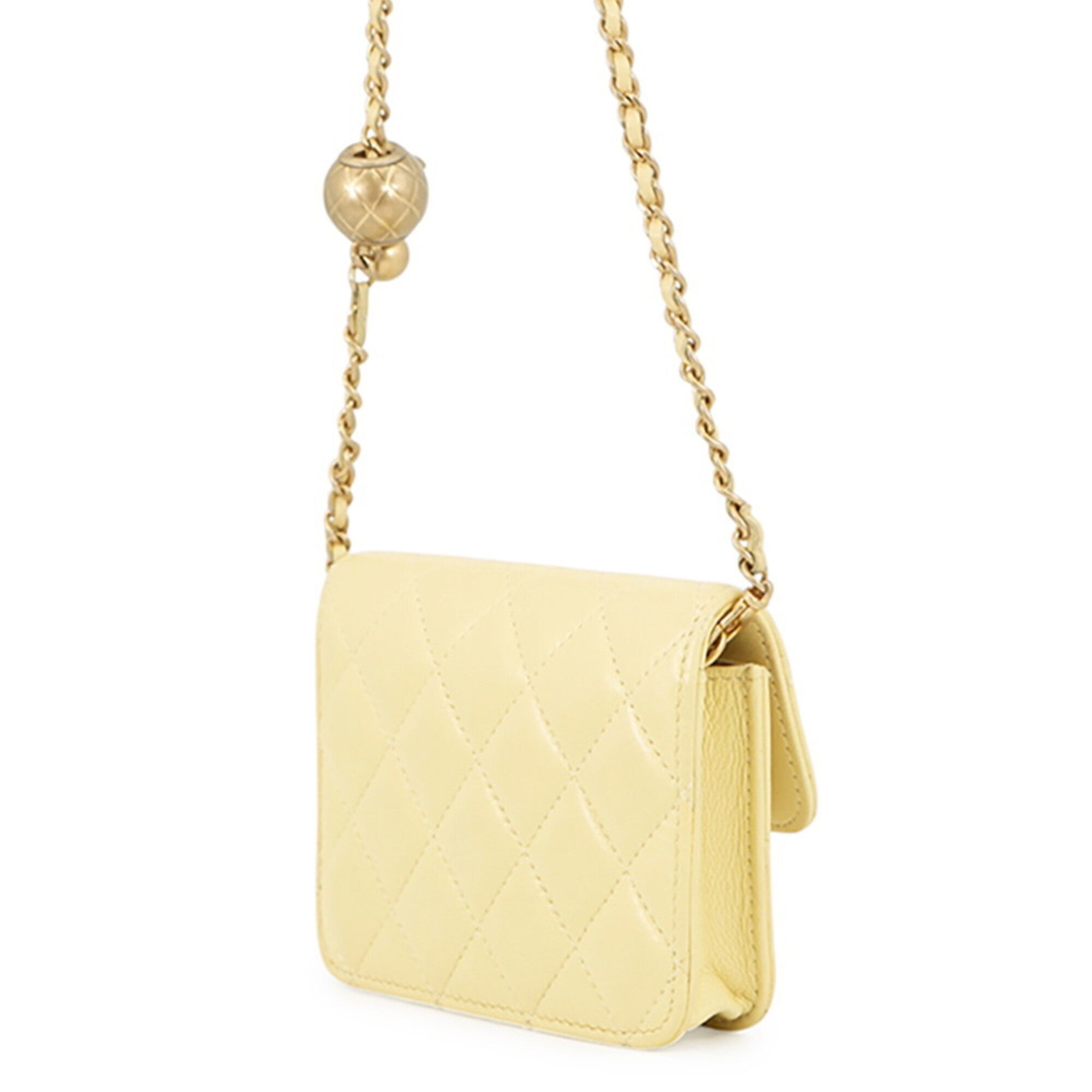 Chanel Yellow Leather Handbag Shoulder Bag (Pre-Owned)